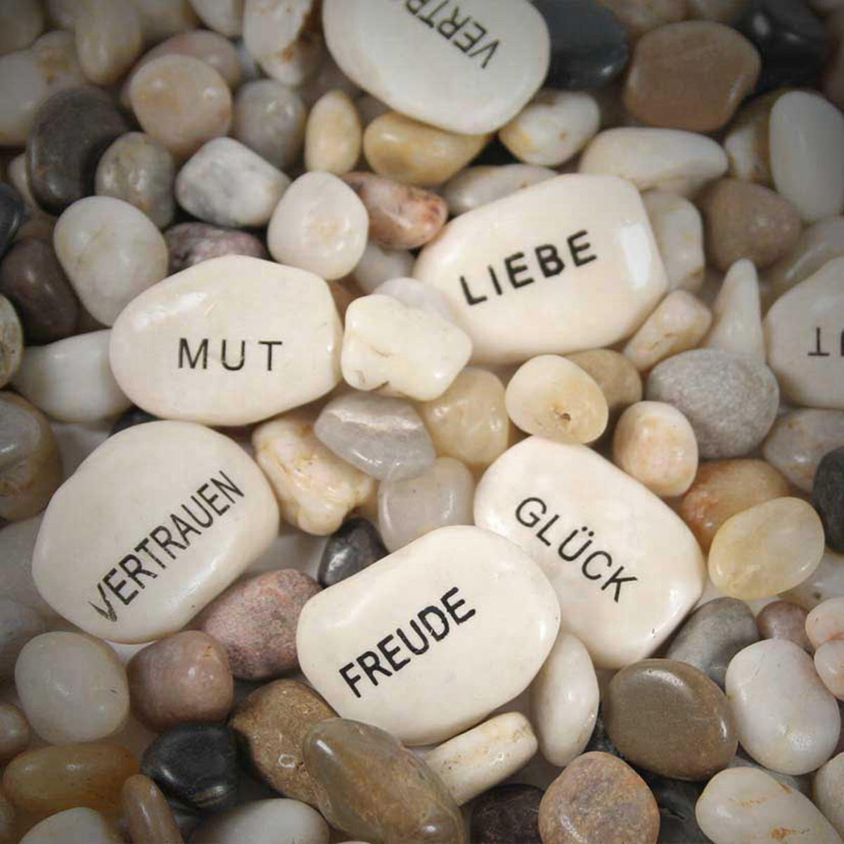 30-tlg. Set Glückssteine mit positiven Worten -  liebevolles Geschenk