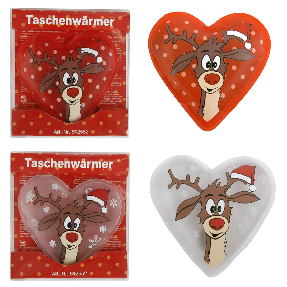 16 Stück Taschenwärmer "Rentier Didi, 2 Farben