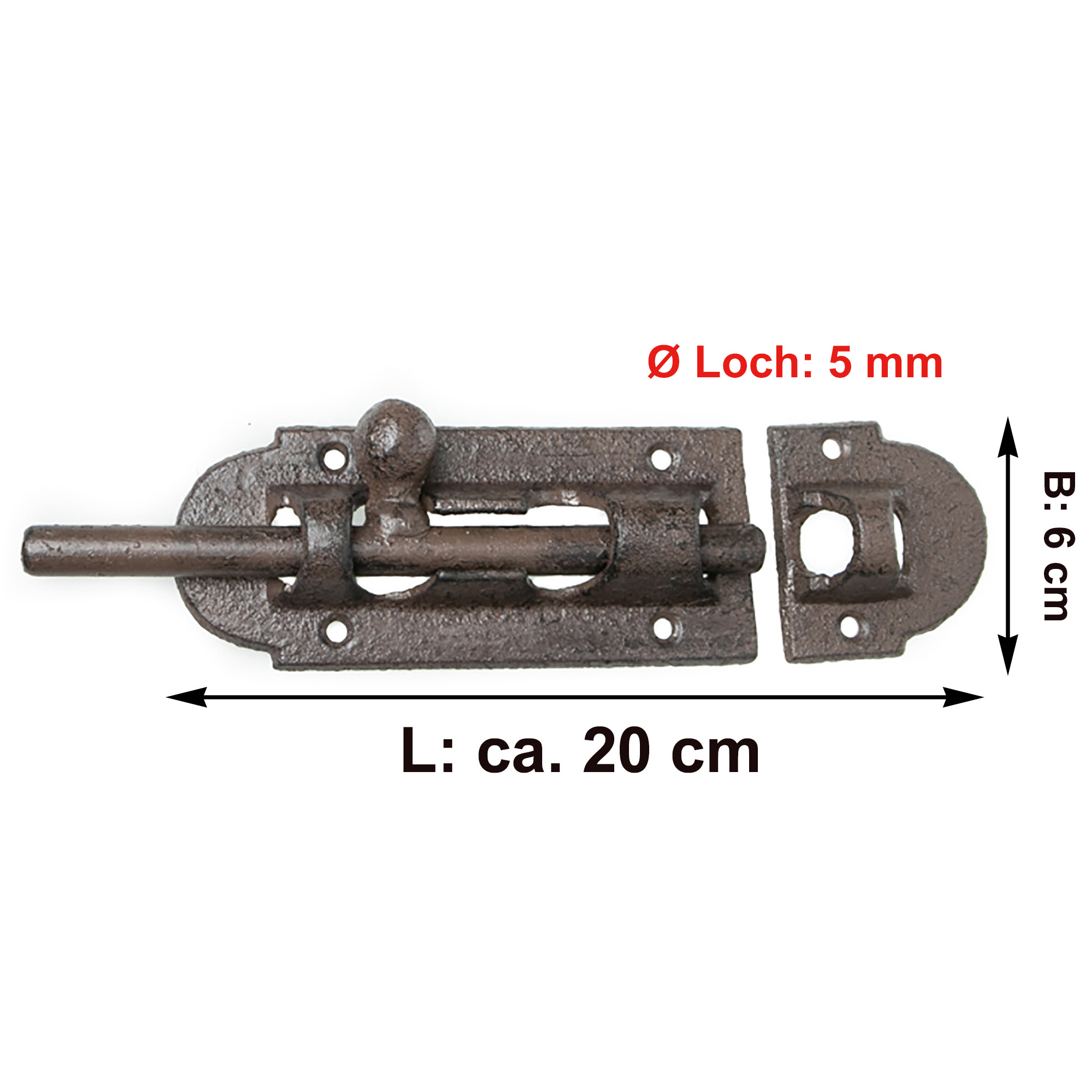 Türriegel aus Gusseisen im Vintage Look
