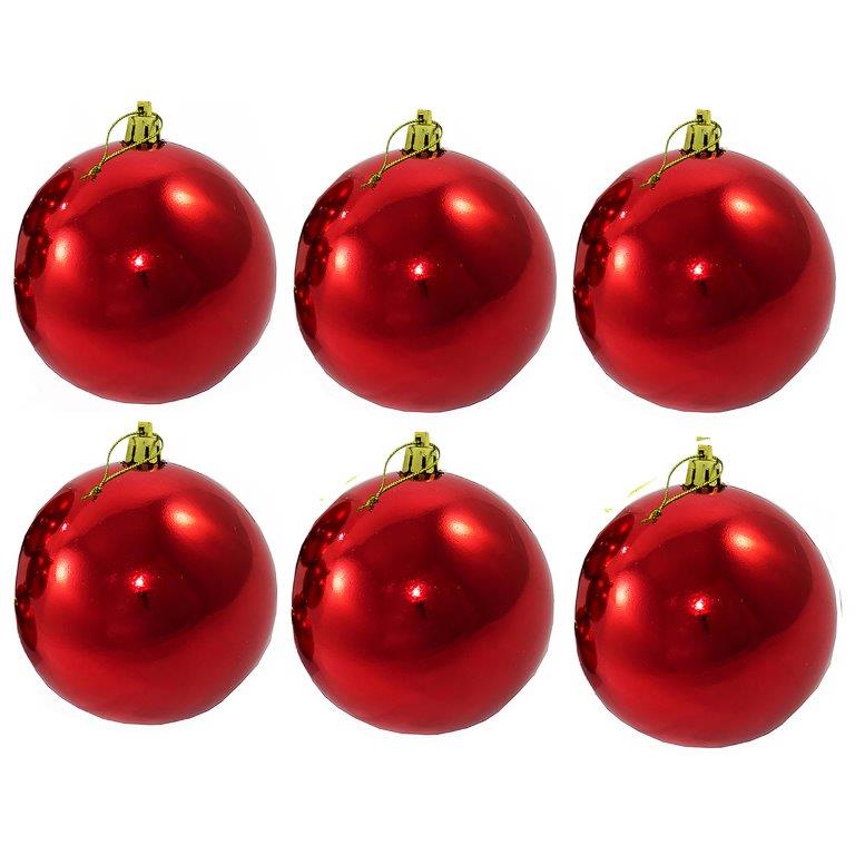 6-tlg Set Weihnachtskugeln aus Kunststoff für Innen und Außen Ø 12 cm
