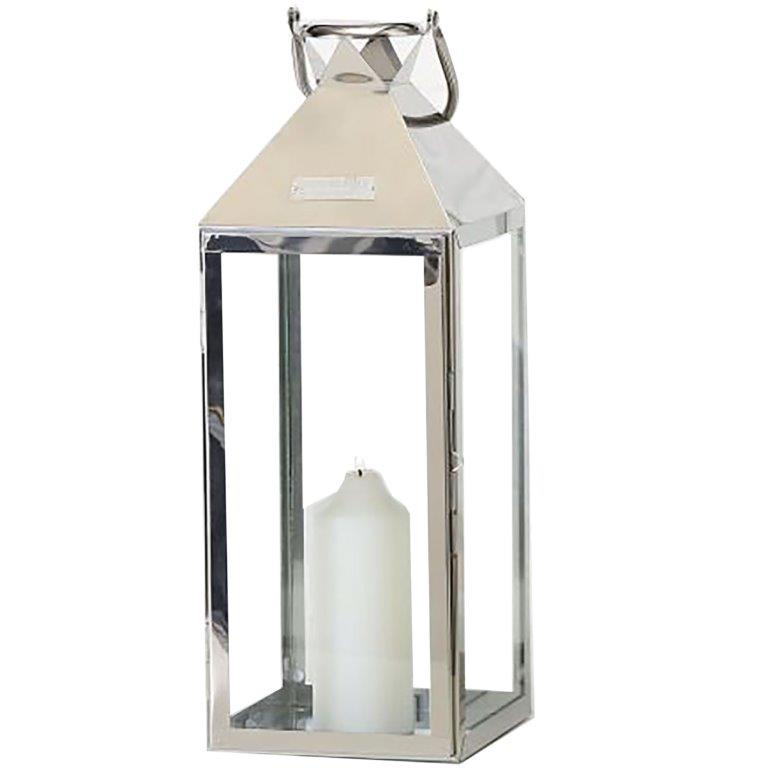 Laterne "Bendik" edel in silberfarben mit Gravur zur Hochzeit / H 50 oder 70 cm