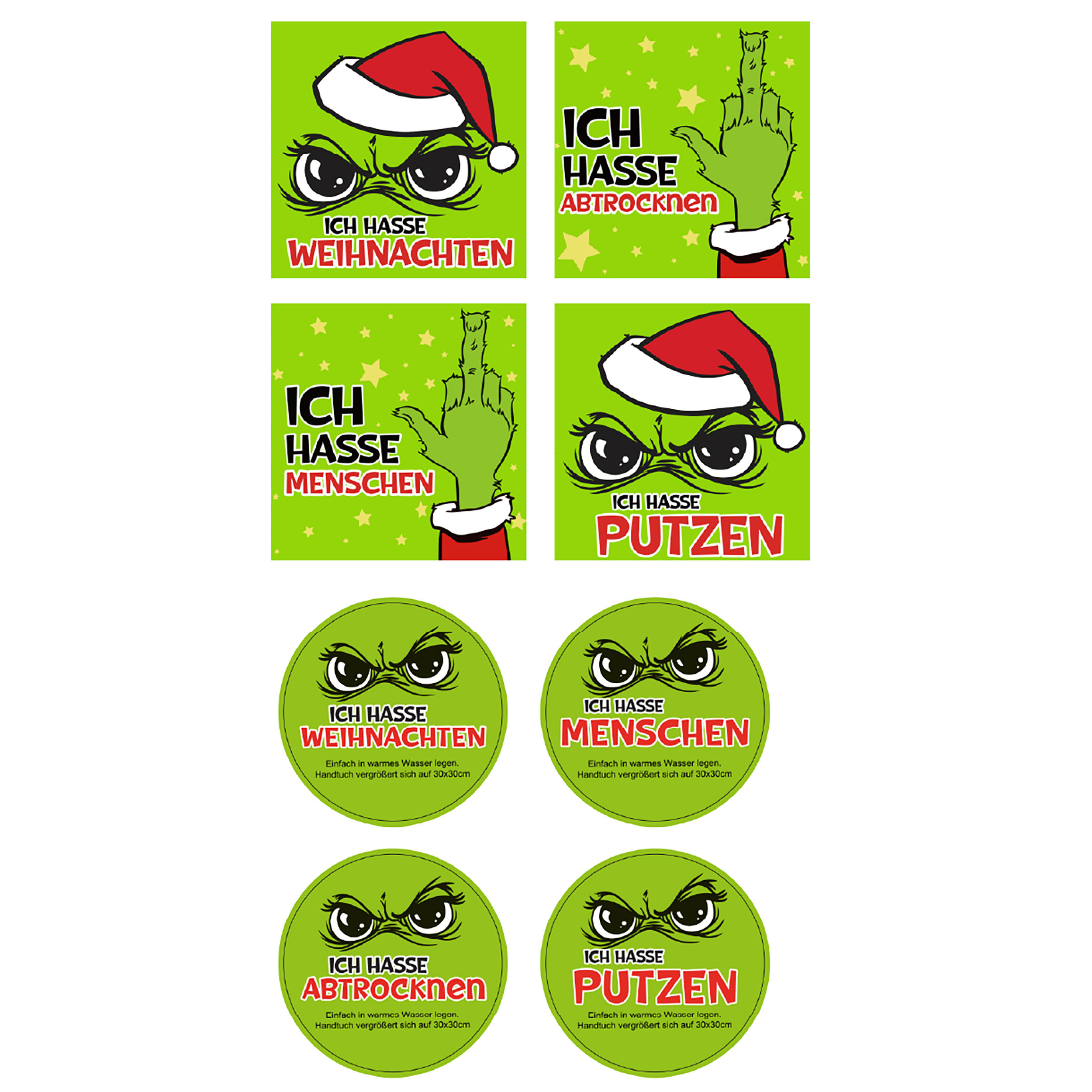 Magische Handtücher "Festtags-Muffel" 30 x 30 cm - 4 Designs
