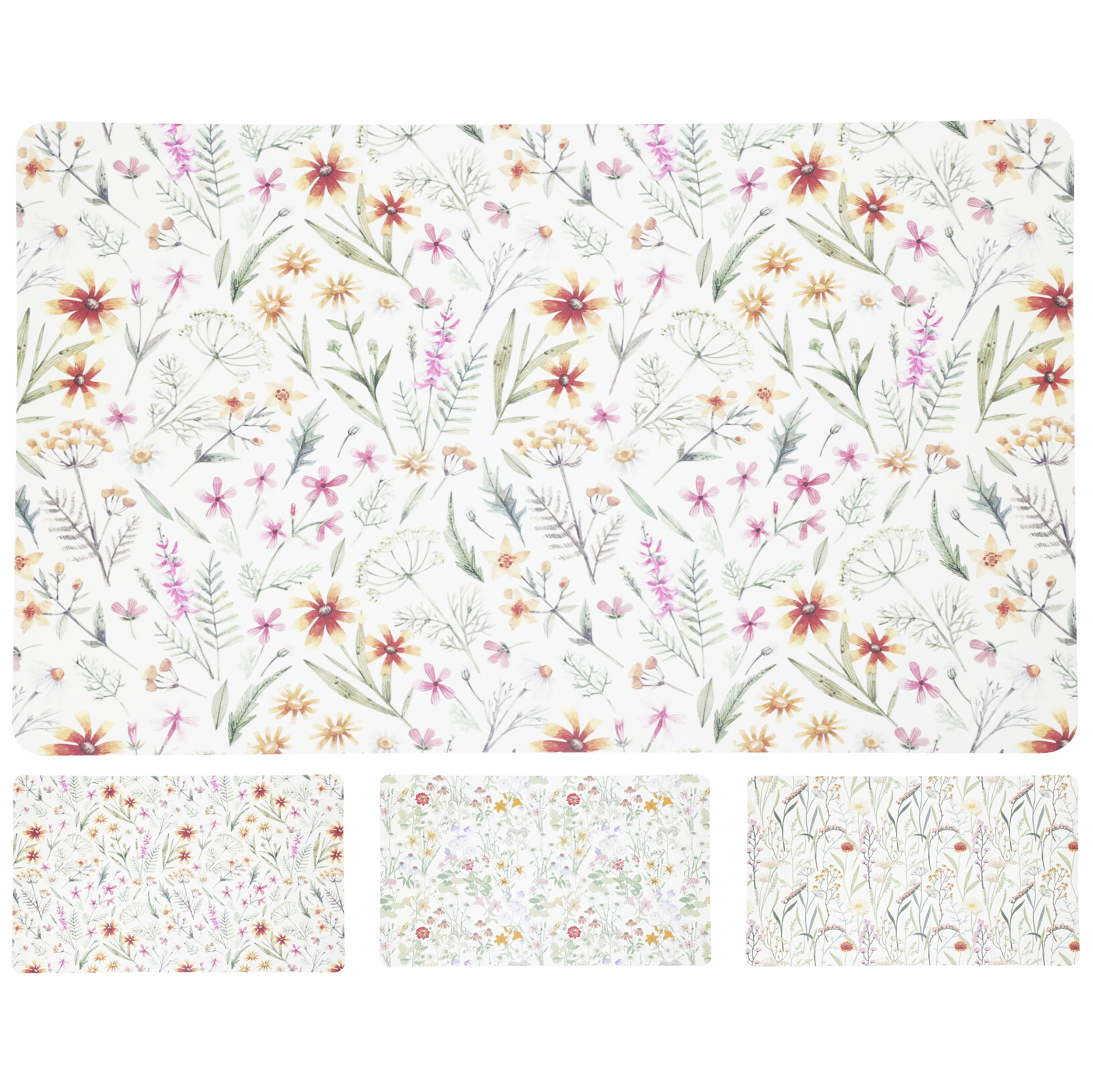 Hochwertige Blumen Platzsets aus Kunststoff im 6er Set, 43,5 x 28,5 cm