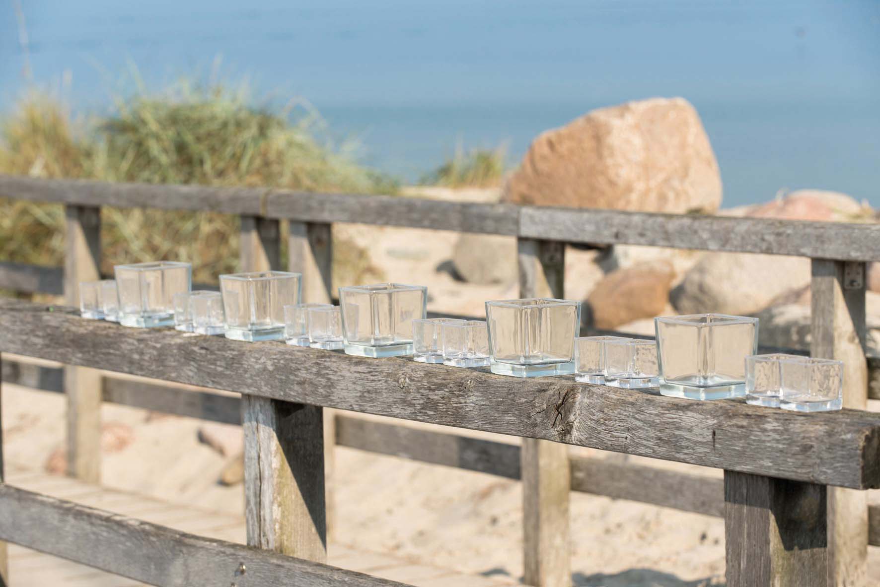 6 x Glaswürfel als Windlicht
