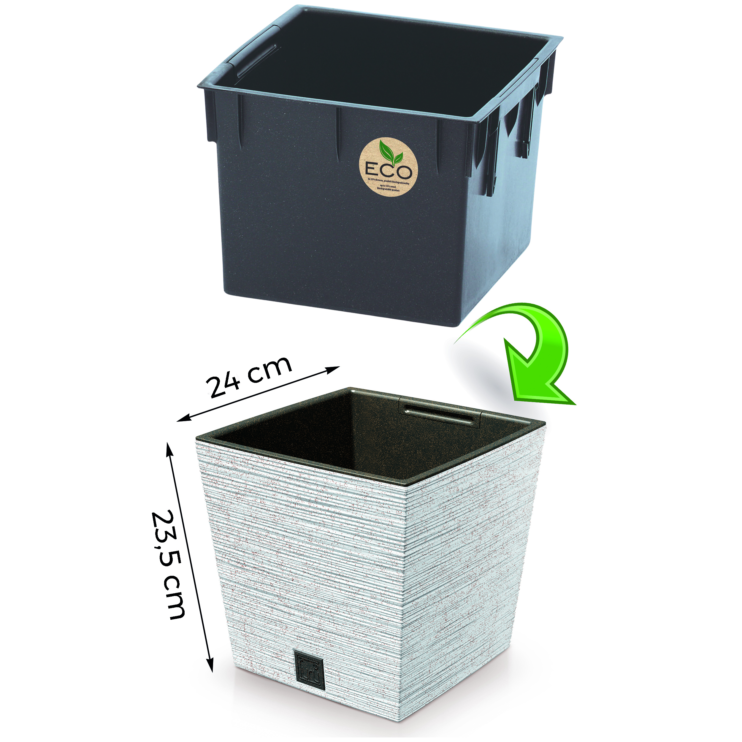 Blumentopf FURU Eco Wood mit 33% echtem Holzanteil