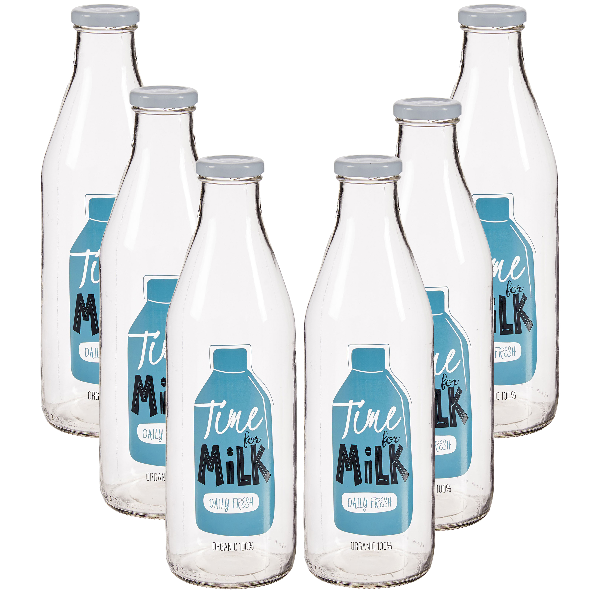 Stilvolle Milchflaschen mit Schraubdeckel aus Metall 1 Liter