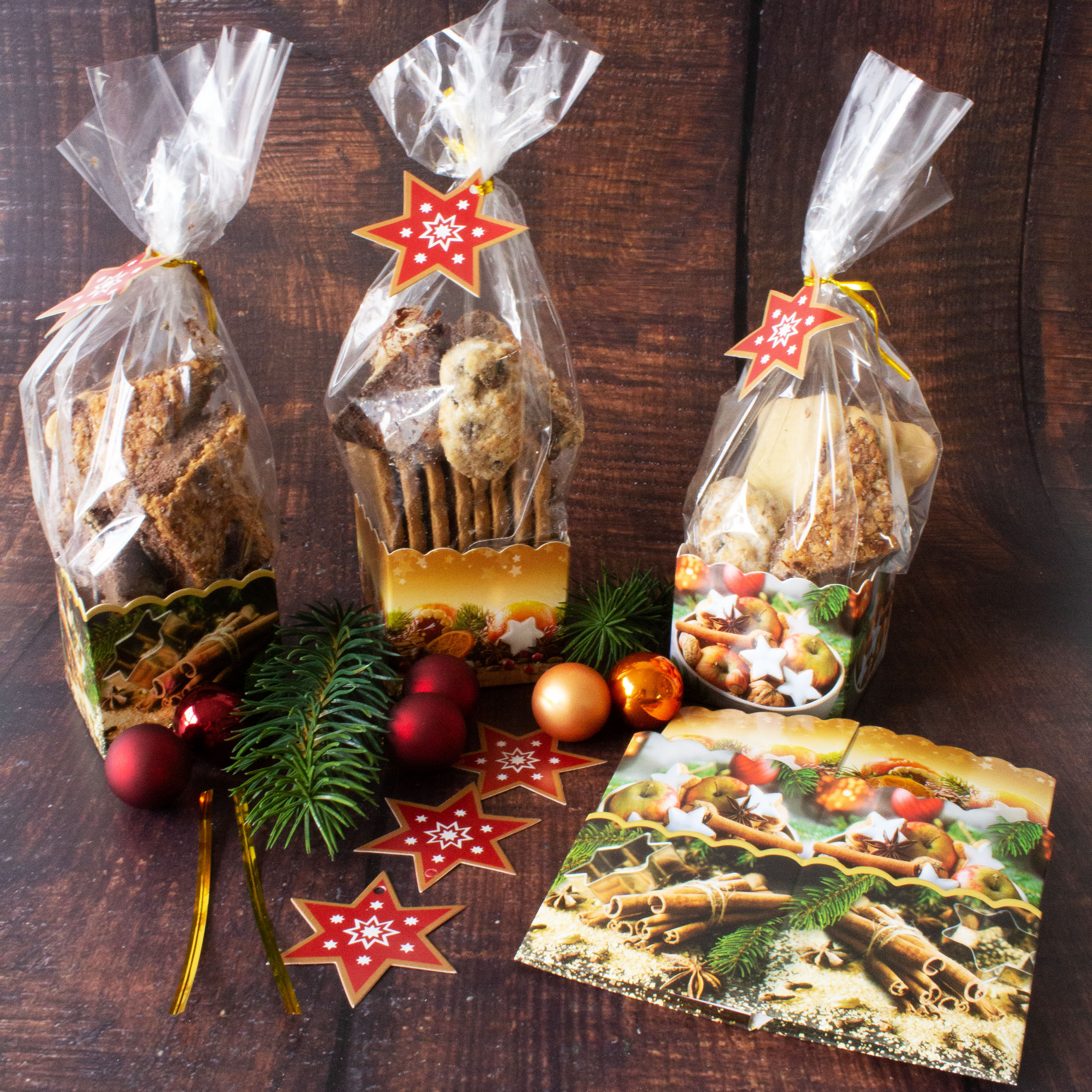 Orifinter 100 Weihnachts-Kekstüten – 4 Stile, Cellophan Mit Twist-Bändern, 27x13 Cm, Für Süßigkeiten
