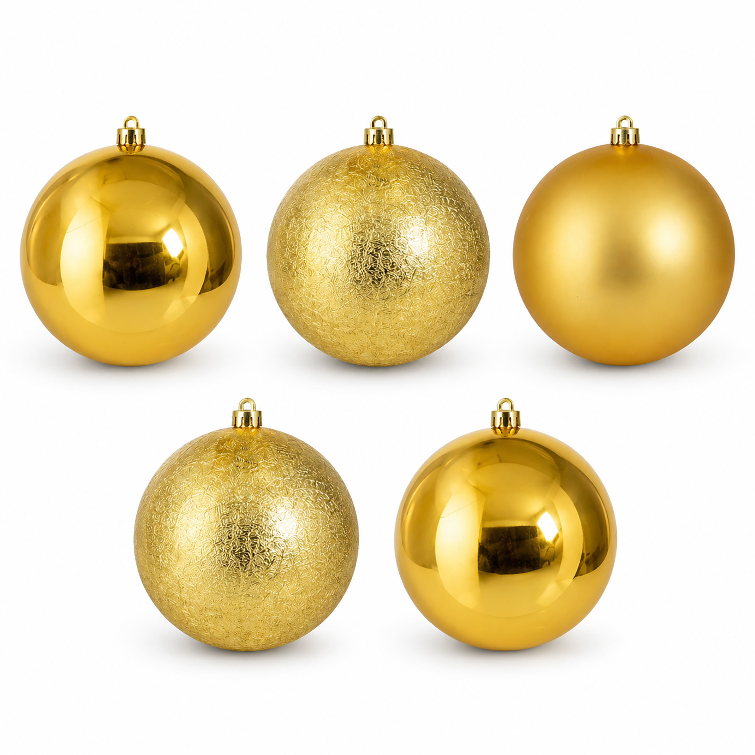5er Set Weihnachtskugeln aus recyceltem Kunststoff, bruchsicher - Ø 15 cm