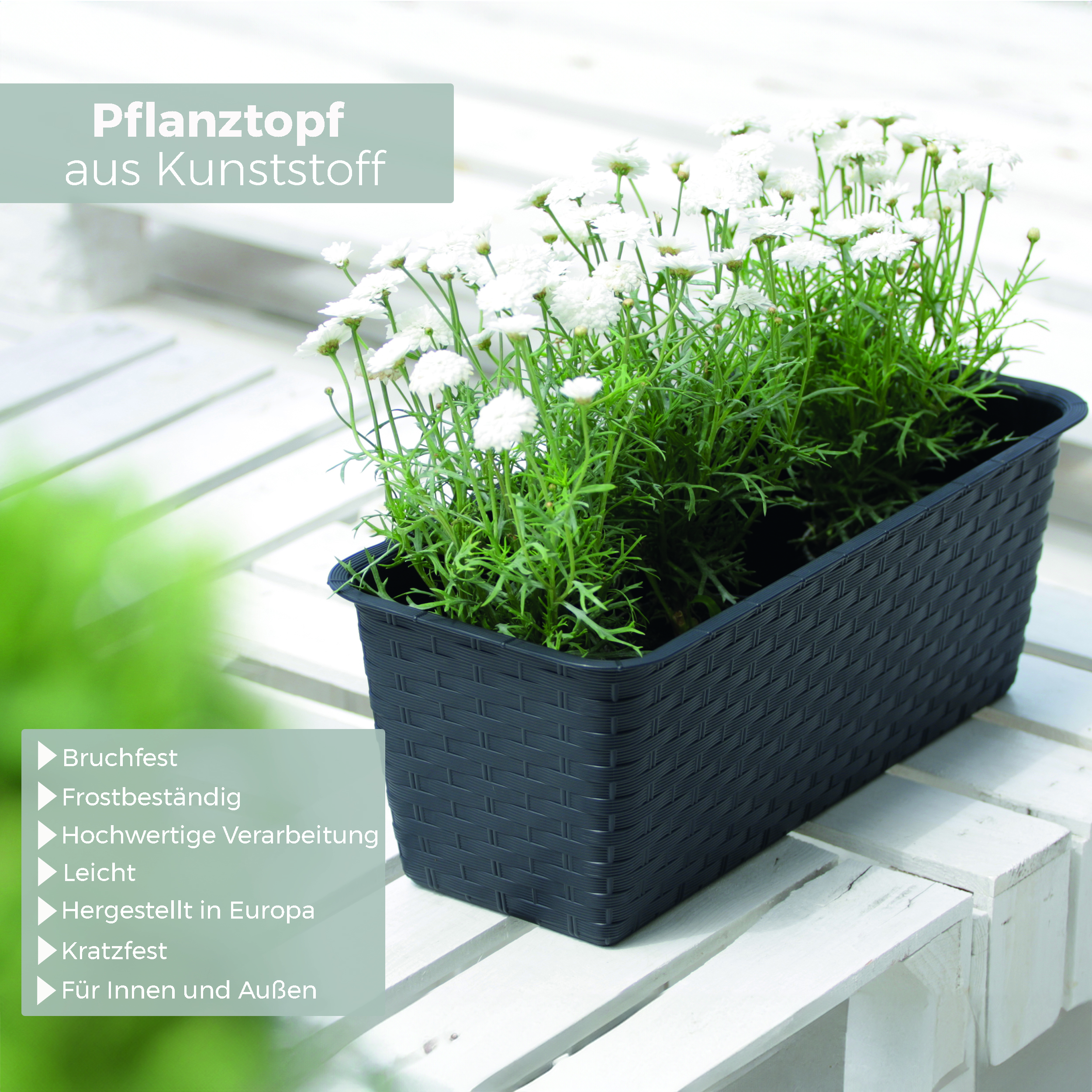 Balkonkasten - Blumenkasten Ratolla aus Kunststoff