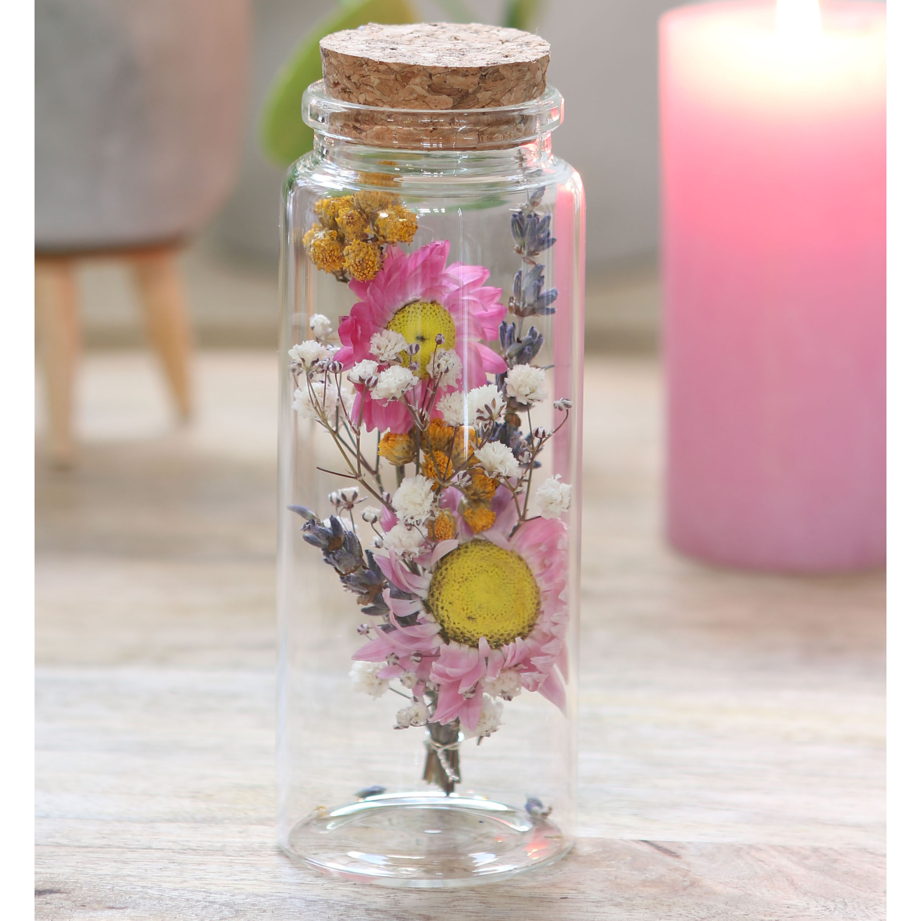 12 x Glasflaschen mit Deckel aus Kork H 7,5 oder 12,5 cm - Gewürzgläser - Vasen