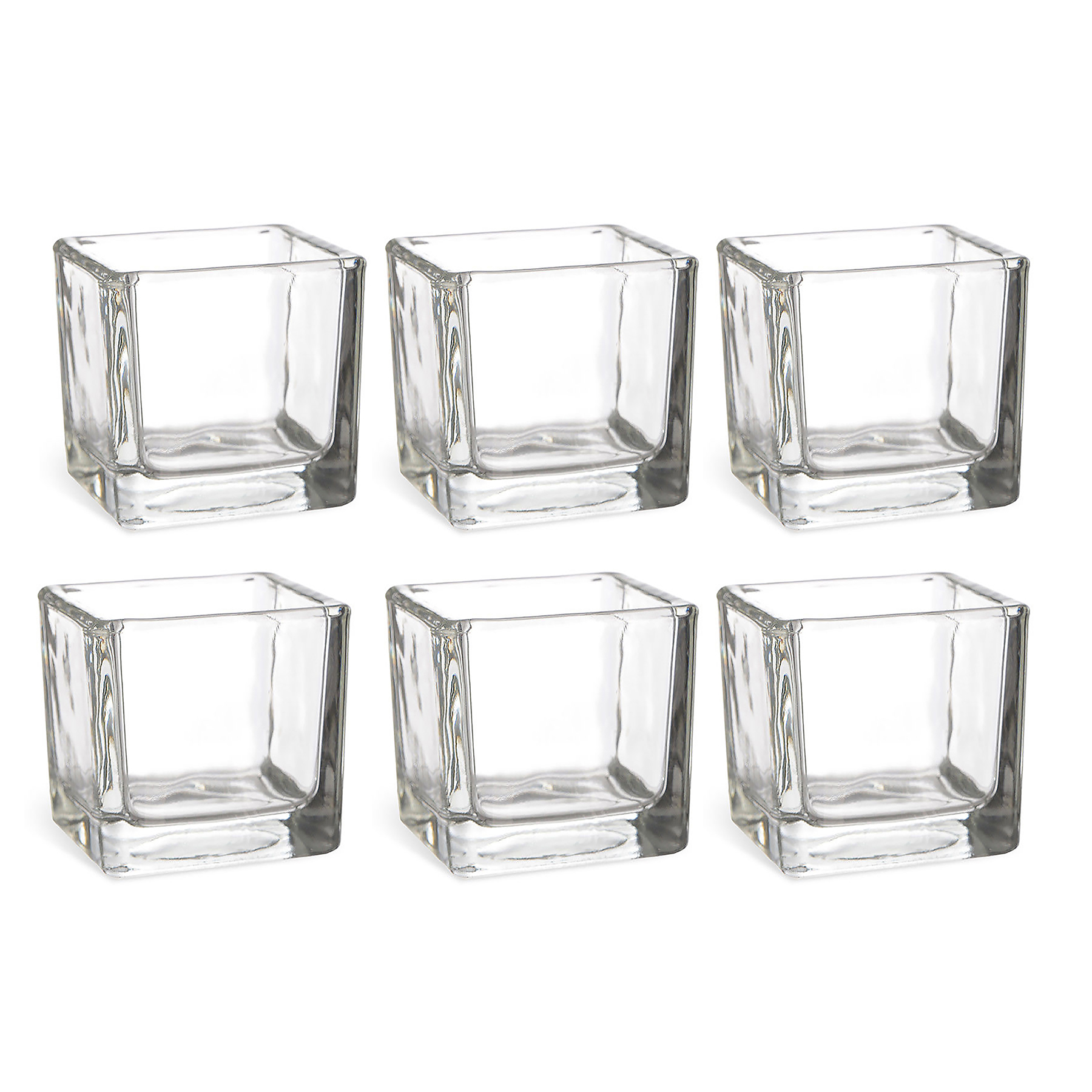 6 x Glaswürfel als Windlicht