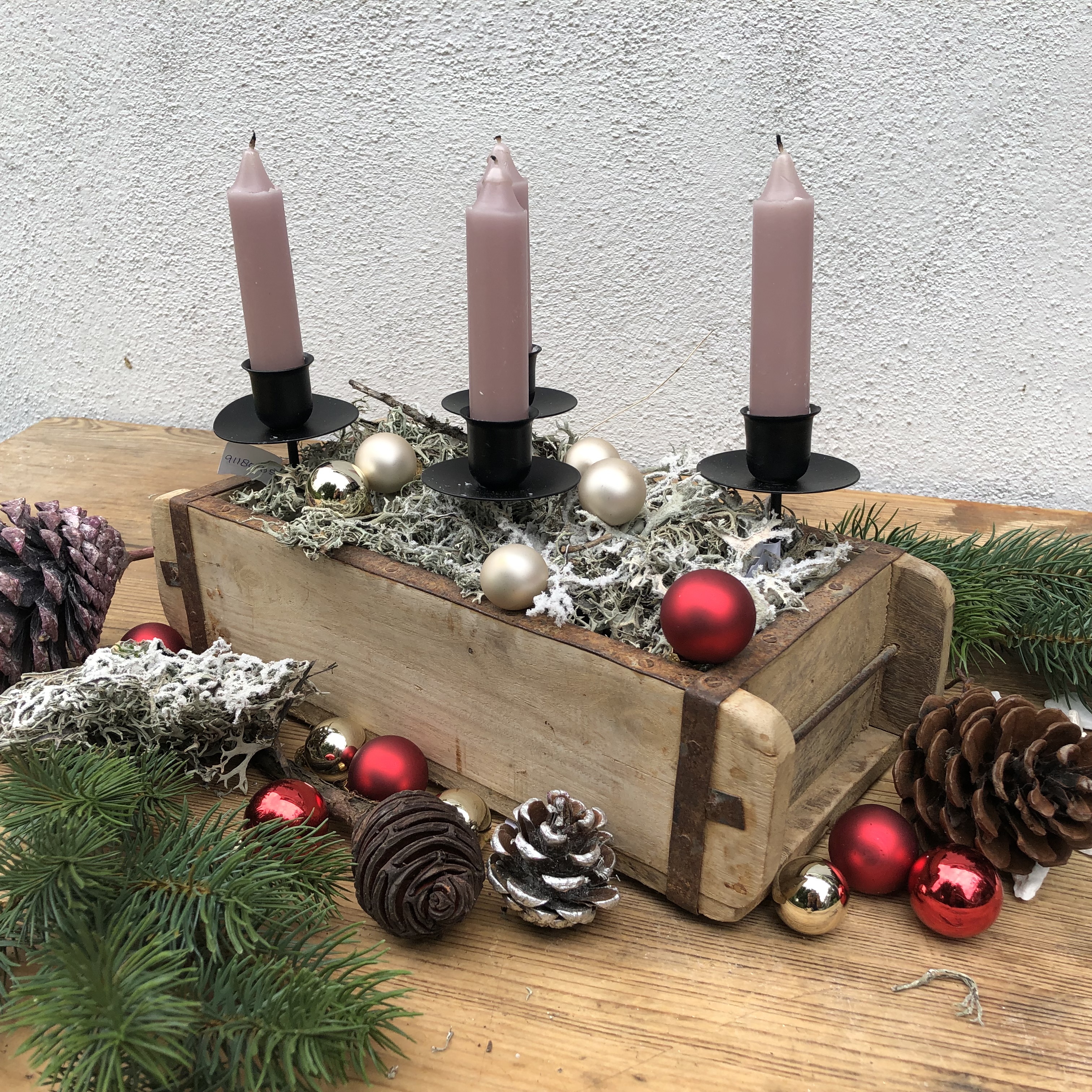 4 x Kerzenhalter aus Metall mit Pick für Adventskranz