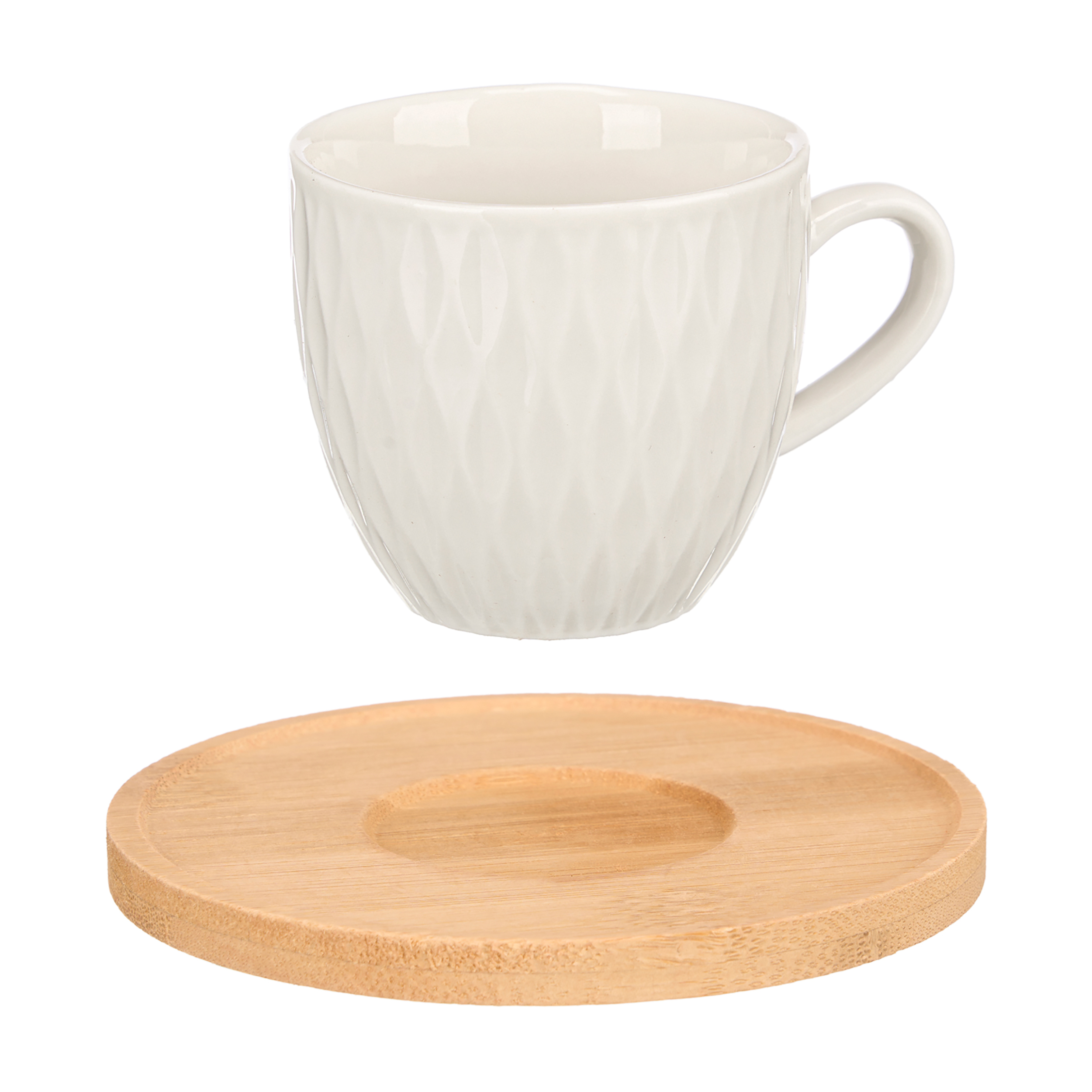6 x Kaffeetassen "Elina" mit Bambus-Unterteller 90 ml