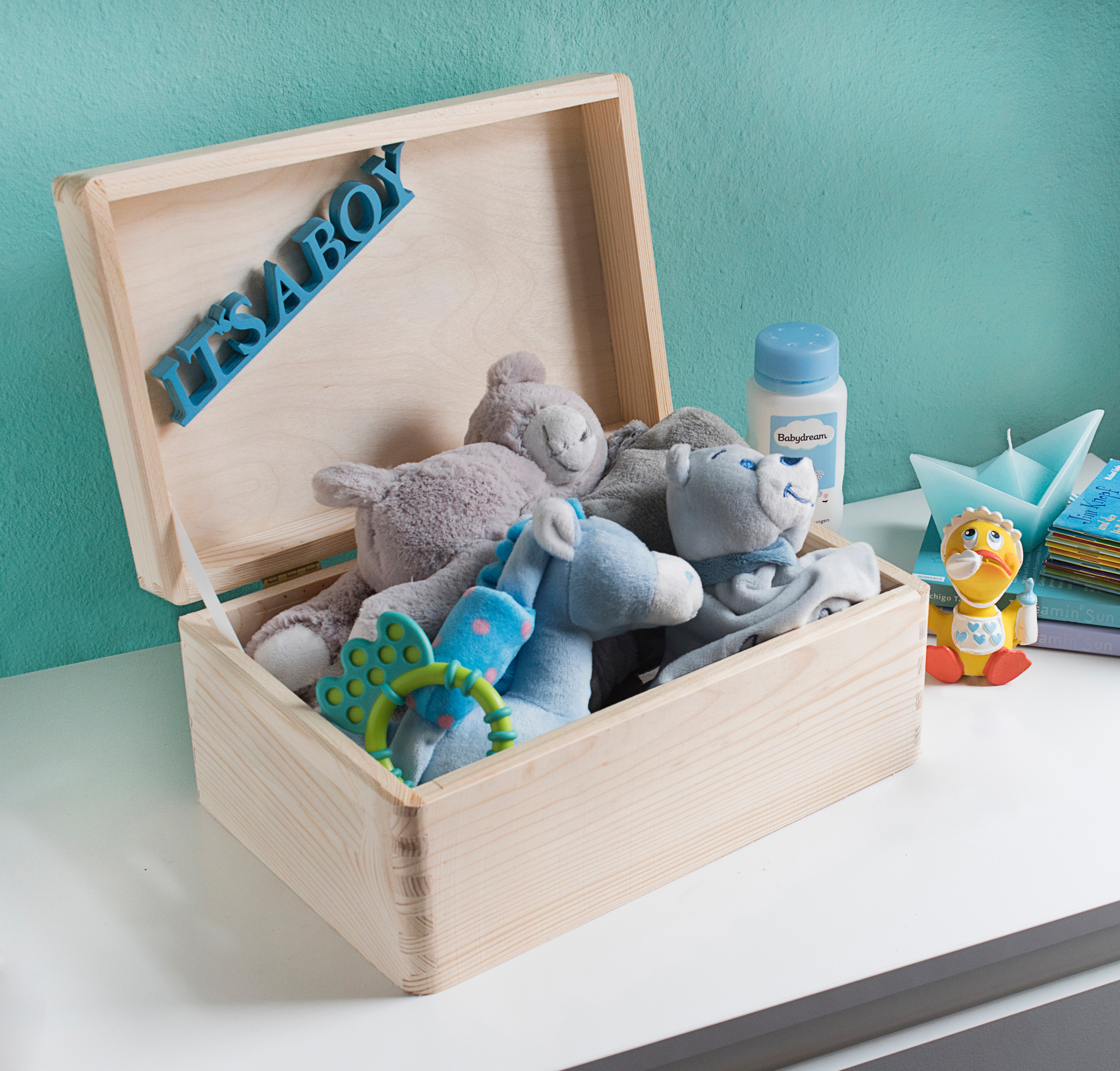 Erinnerungsbox Baby "Name" - individuell graviert zur Geburt