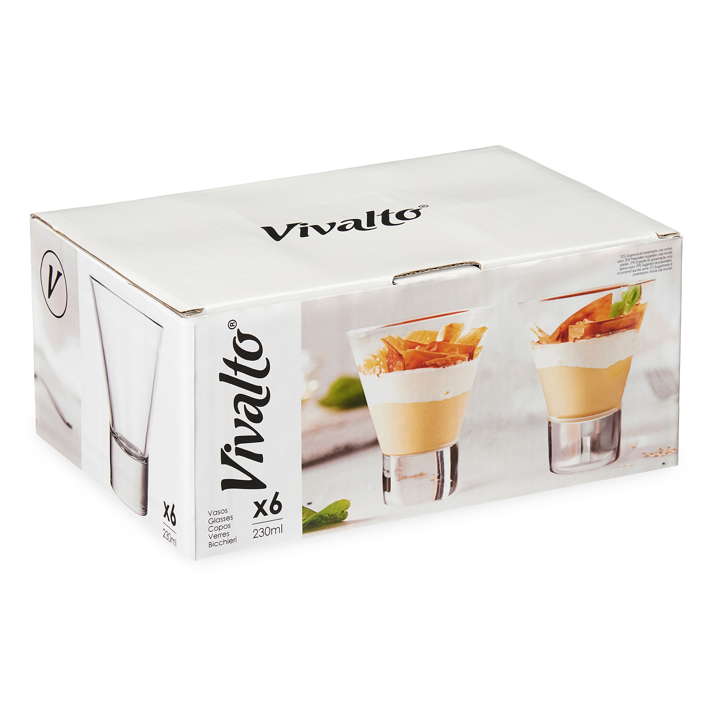 6 x Eisbecher - Dessertgläser "Clara" in konischer Form - 200 ml - mit schwerem Glasboden