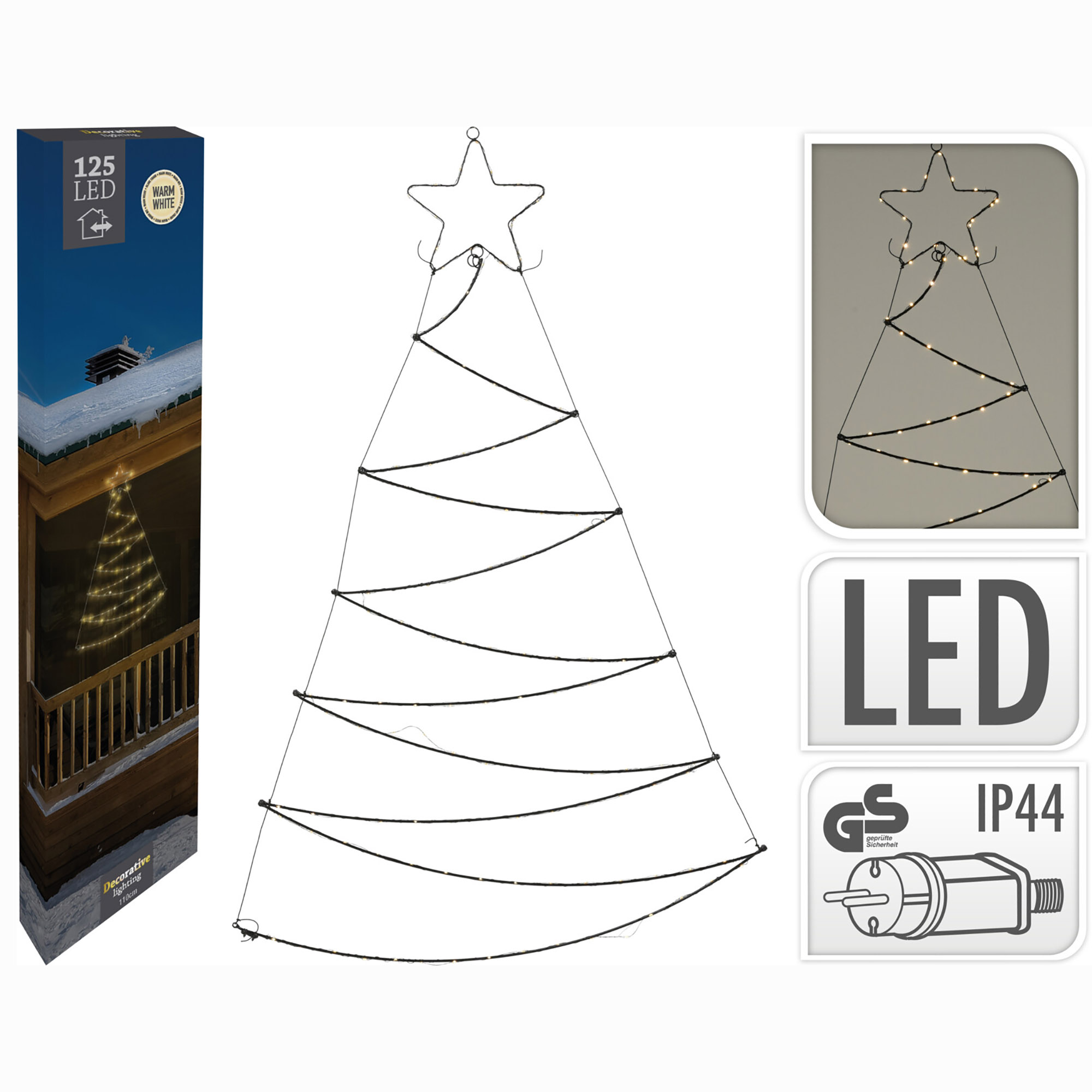 LED Baum mit 125 warmweissen LED´s - 76 x 110 cm für den Innen-und Außenbereich