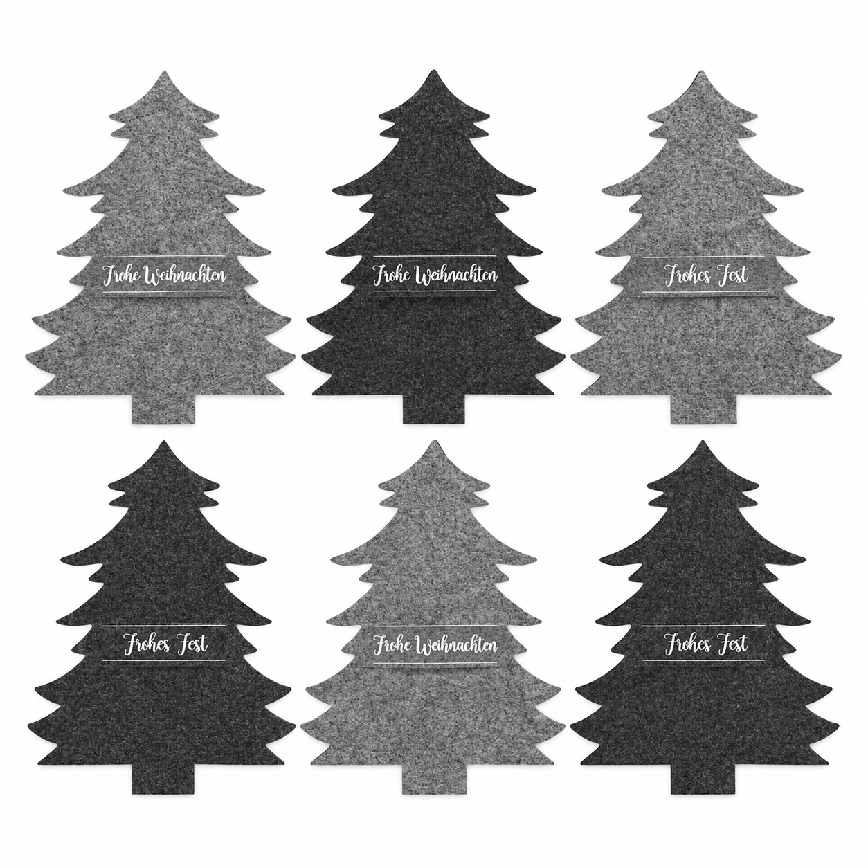 6 x Besteckhalter aus Filz in Tannenbaum-Optik