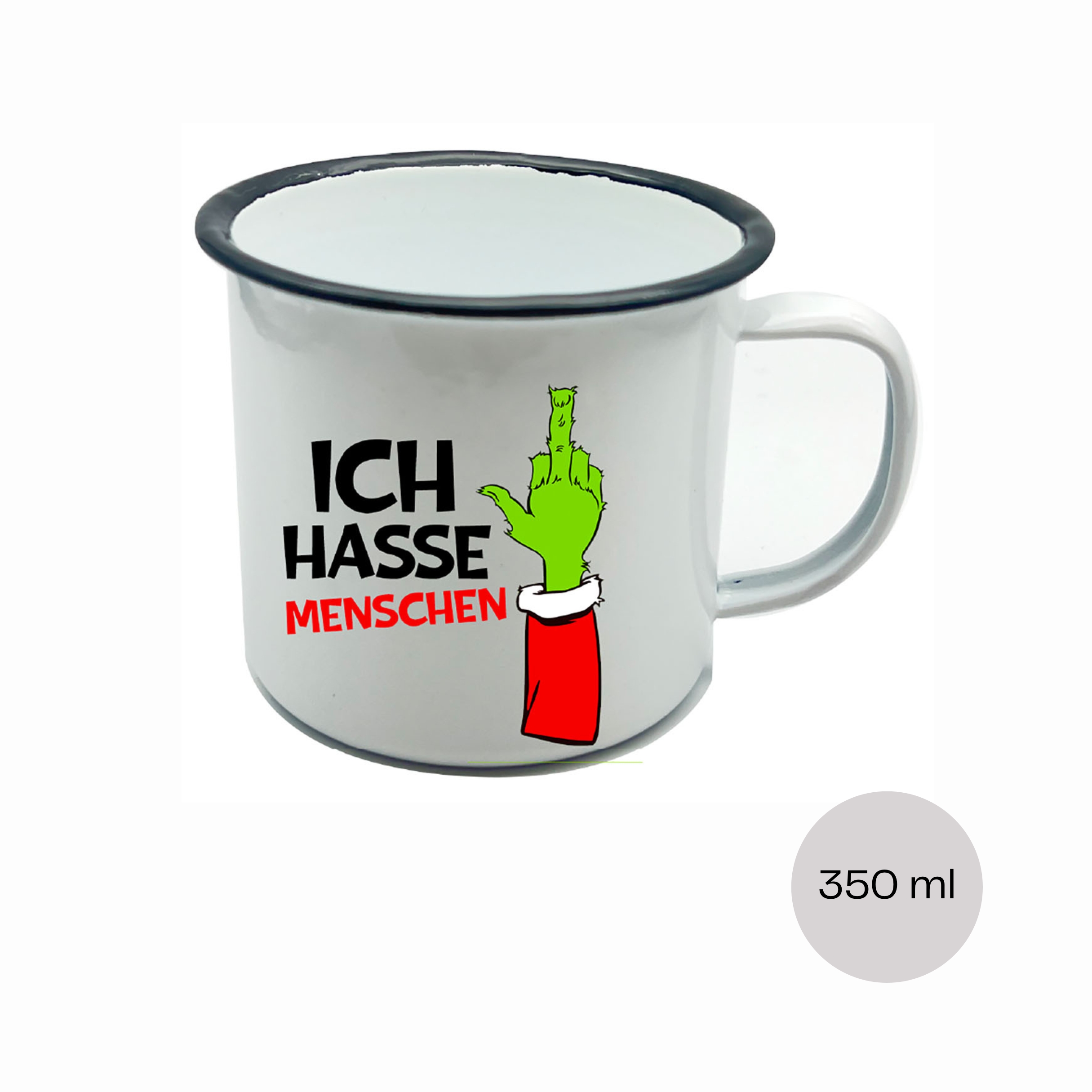 2er Set Tassen aus Metall "Festtags-Muffel" - zwei Designs - 300 ml