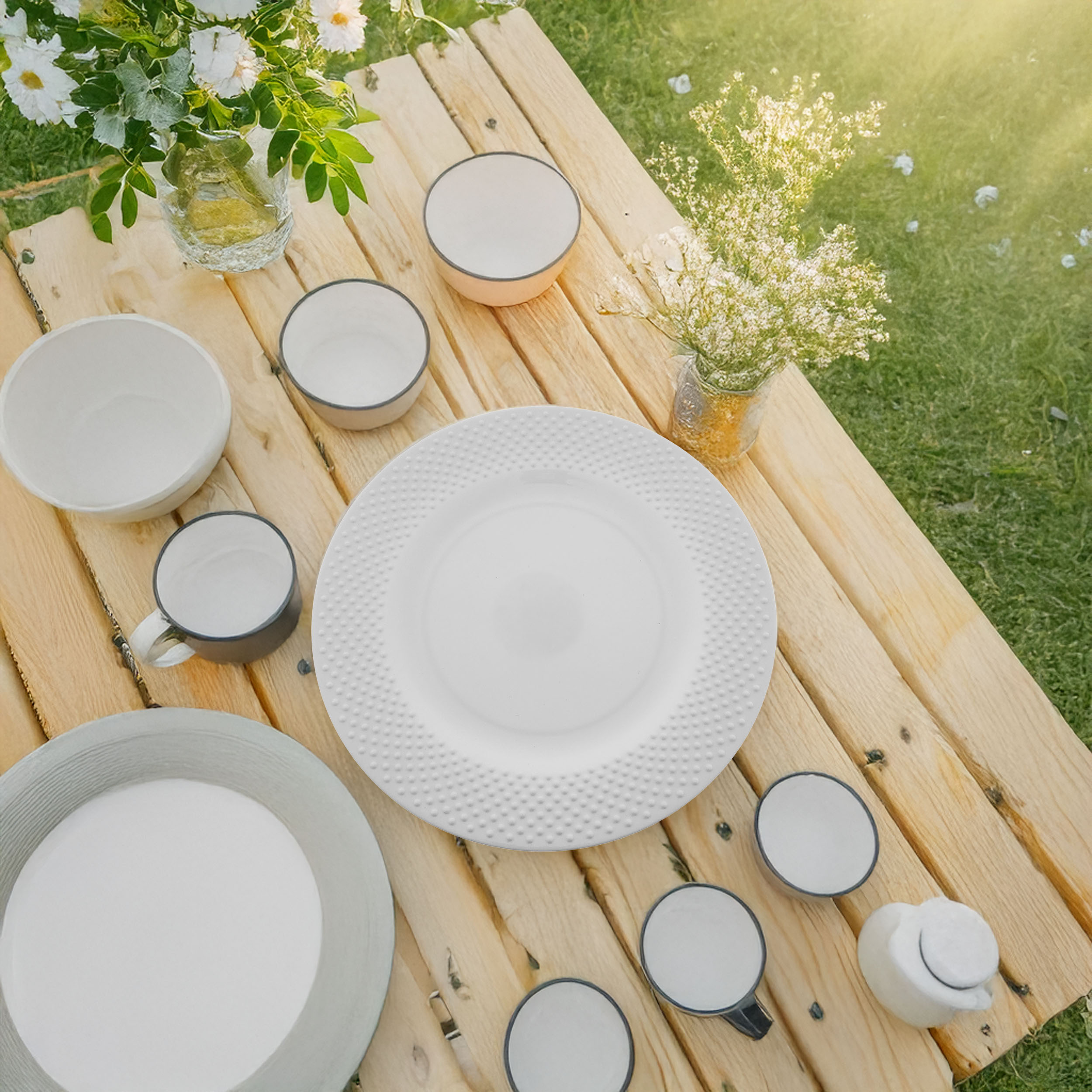 Camping-Geschirr-Set aus Melamin - wiederverwendbar