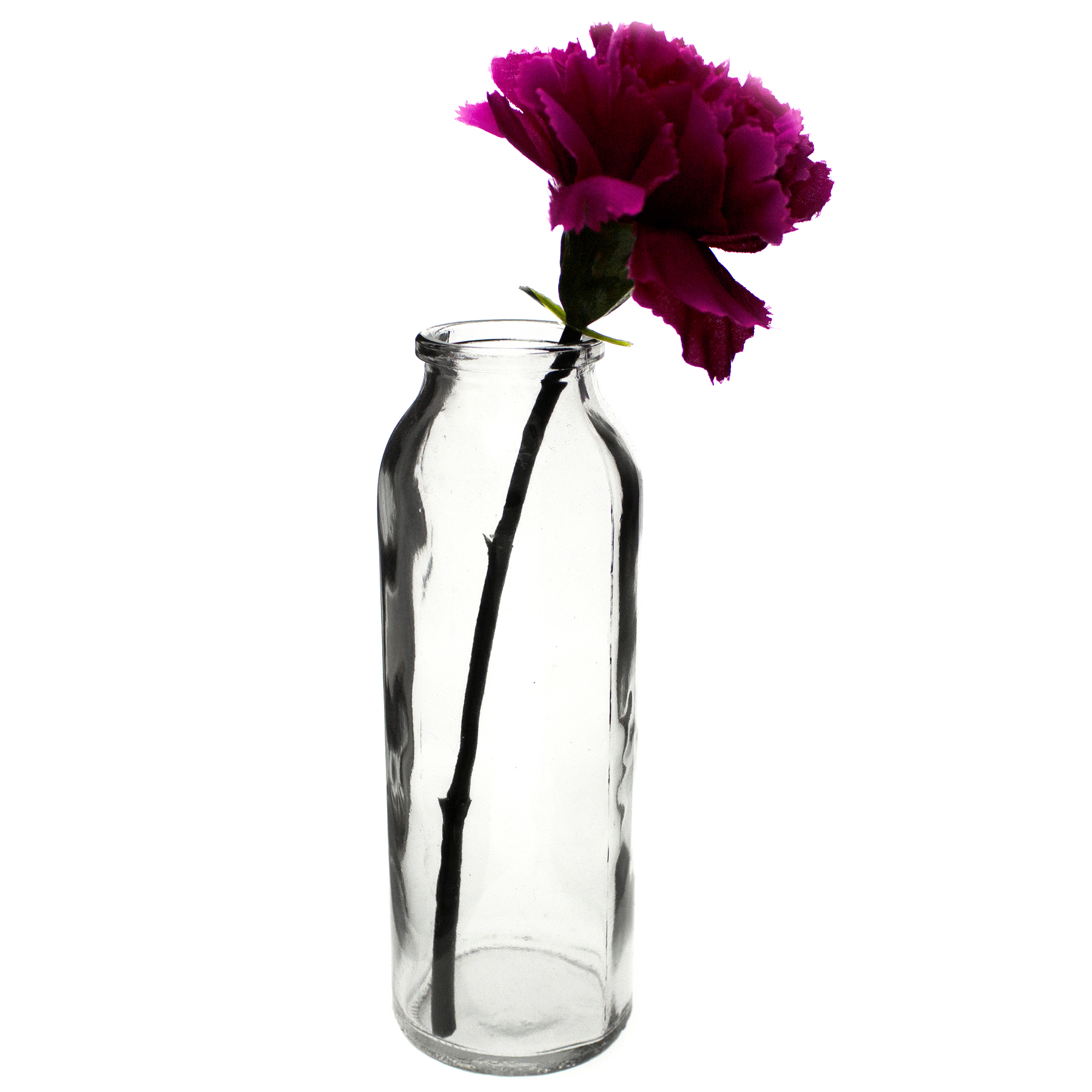 16 x Glasflaschen im Landhausstil + gratis Dekoband H 16 cm