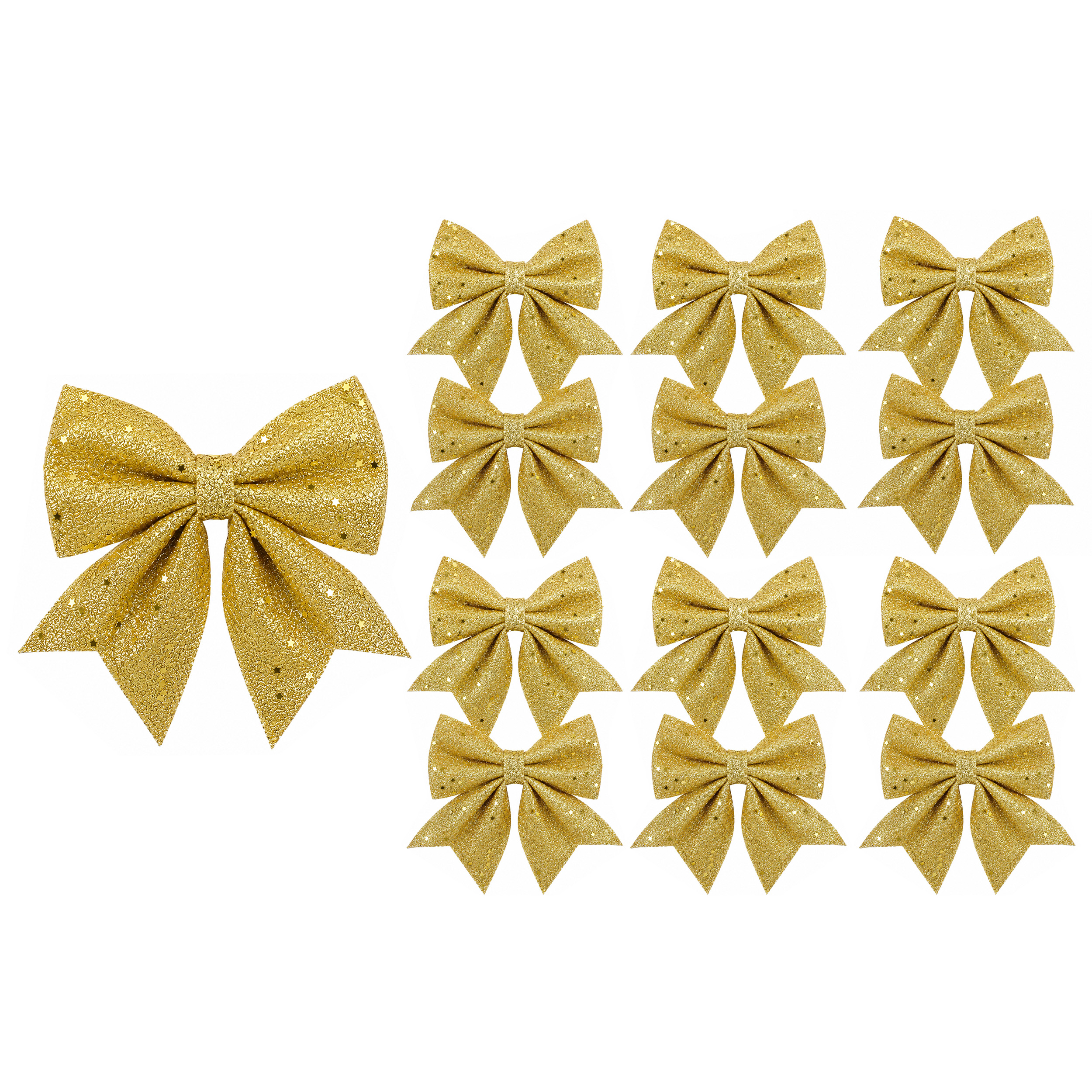 12 x Schleifen aus Polyester 12 x 13 cm in verschiedenen Ausführungen