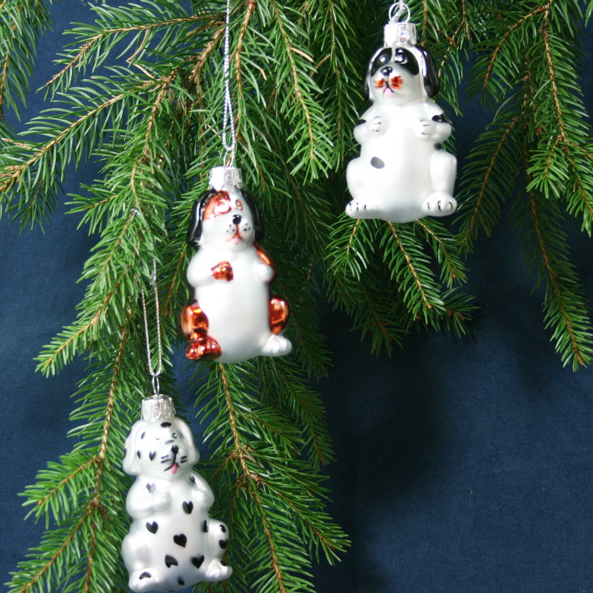 3 Stück "Hunde" Baumschmuck, Glas