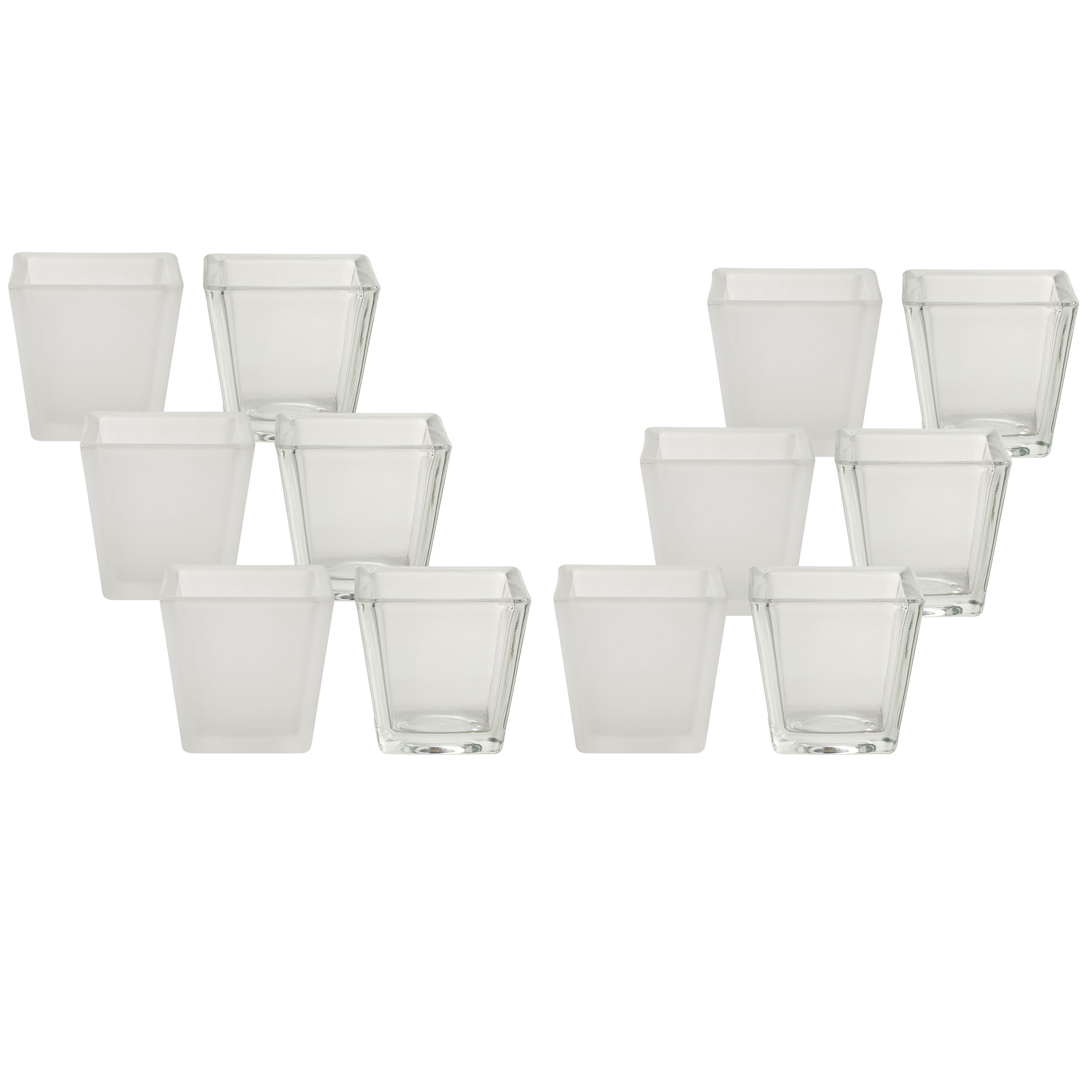 12 x Glaswürfel "Ruben" 6,5 x 6,5 x 6 cm - klar und matt - Windlicht - Vorspeisenglas