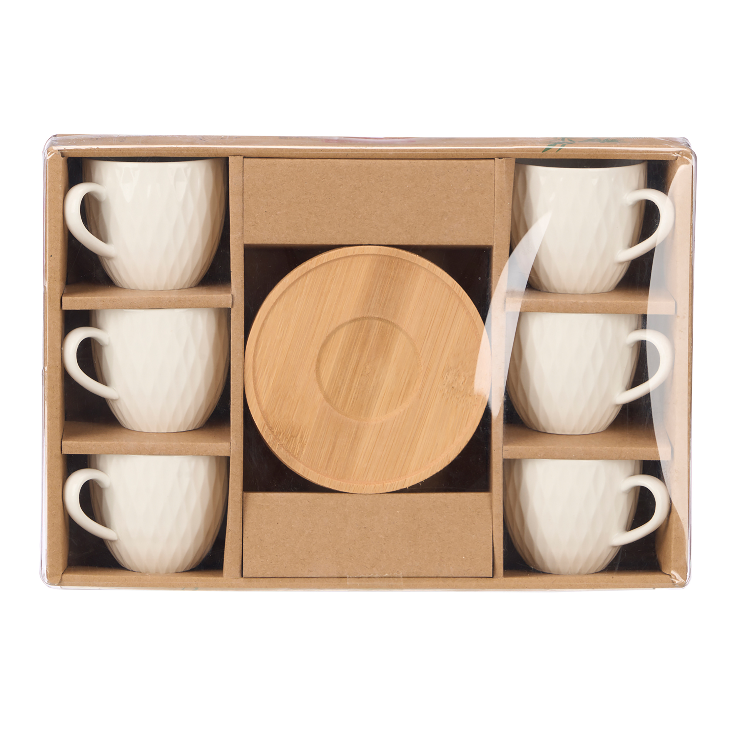 6 x Kaffeetassen "Elina" mit Bambus-Unterteller 90 ml
