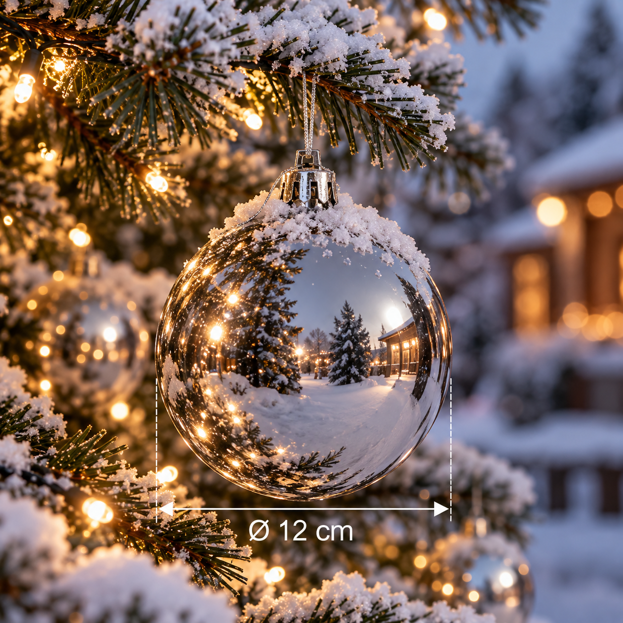 6 x Weihnachtskugeln für den Außenbereich Ø 10-15 cm, frostfest und witterungsbeständig