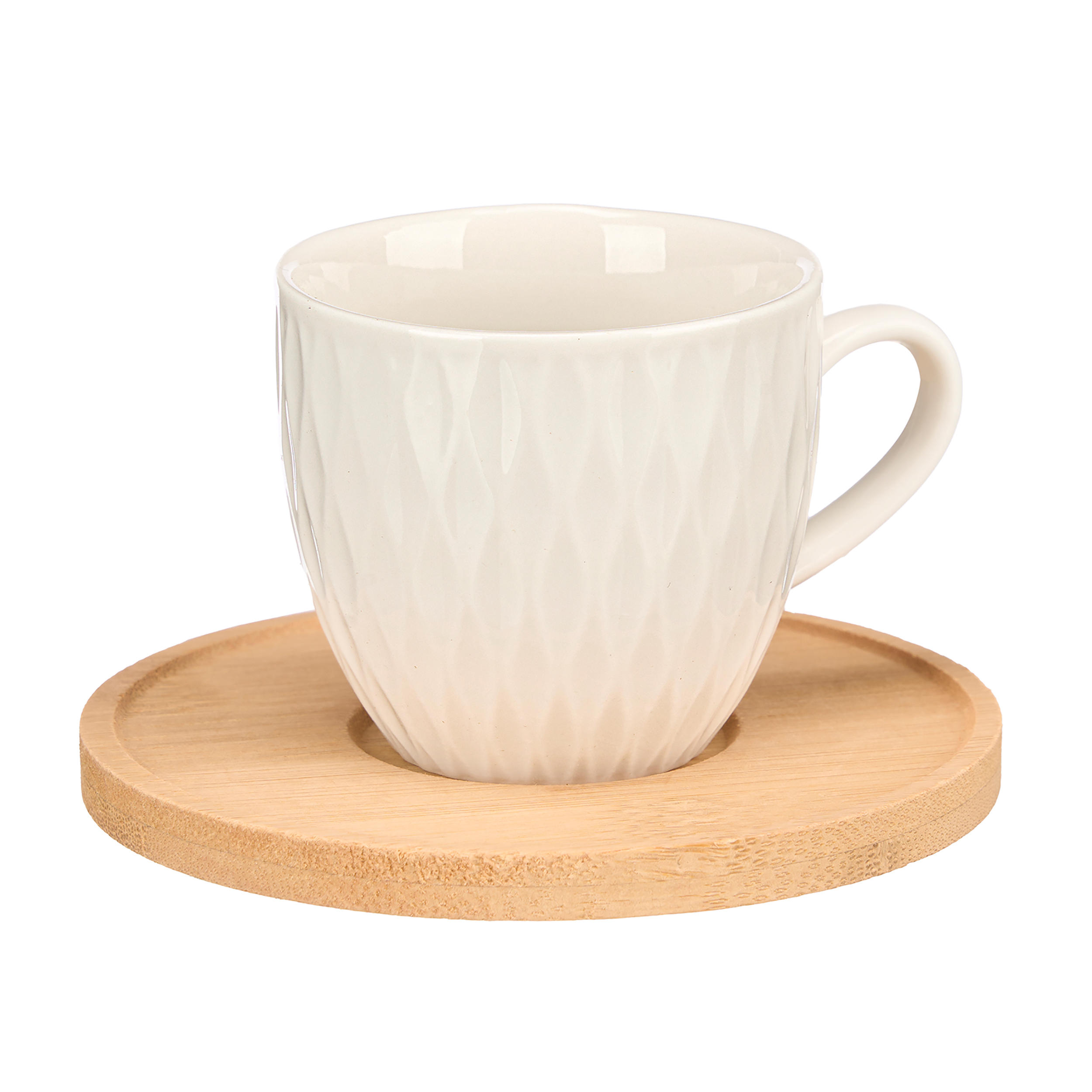 6 x Kaffeetassen "Elina" mit Bambus-Unterteller 90 ml