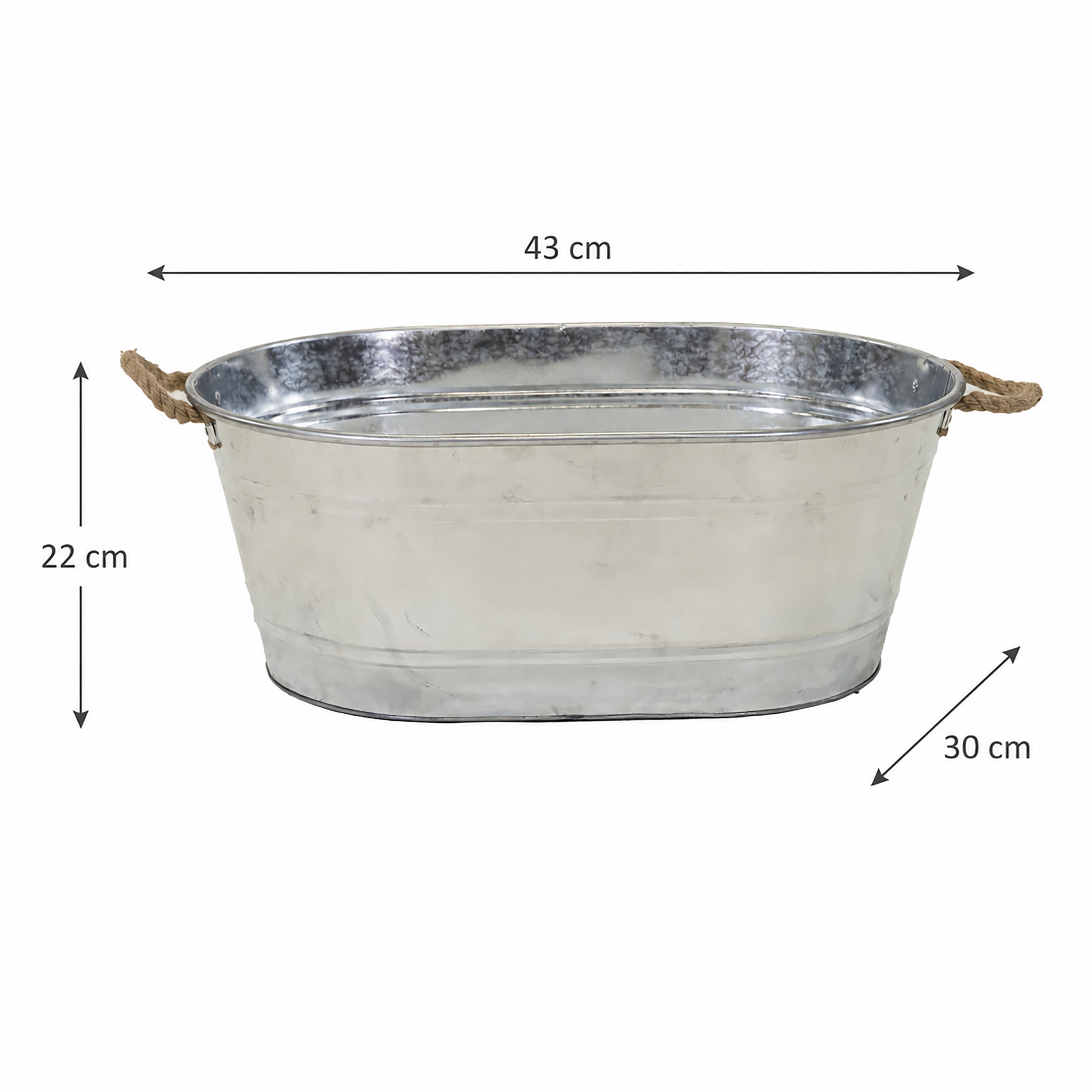 Metallwanne verzinkt mit Griffen L ca. 42 cm
