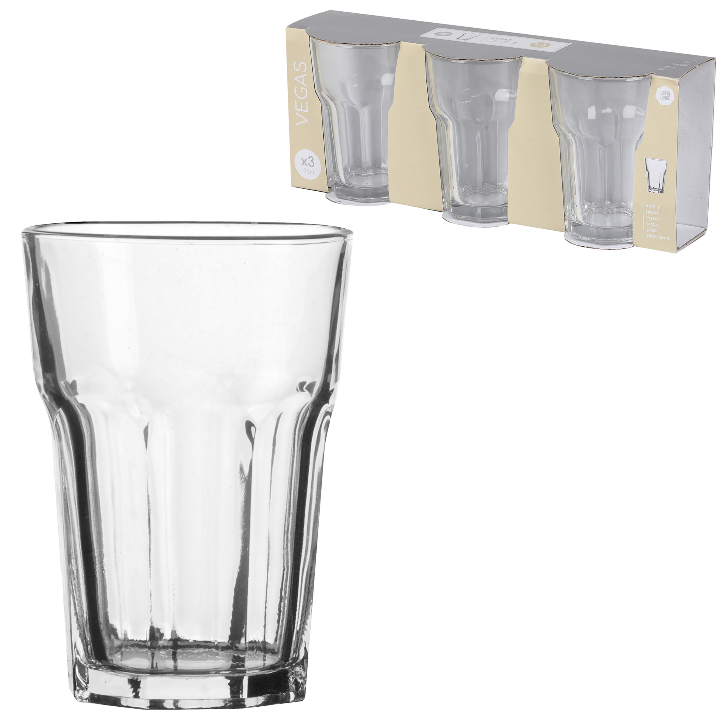 6-tlg. Set Vegas Trinkgläser in stilvoller Optik - 270 ml / 180 ml