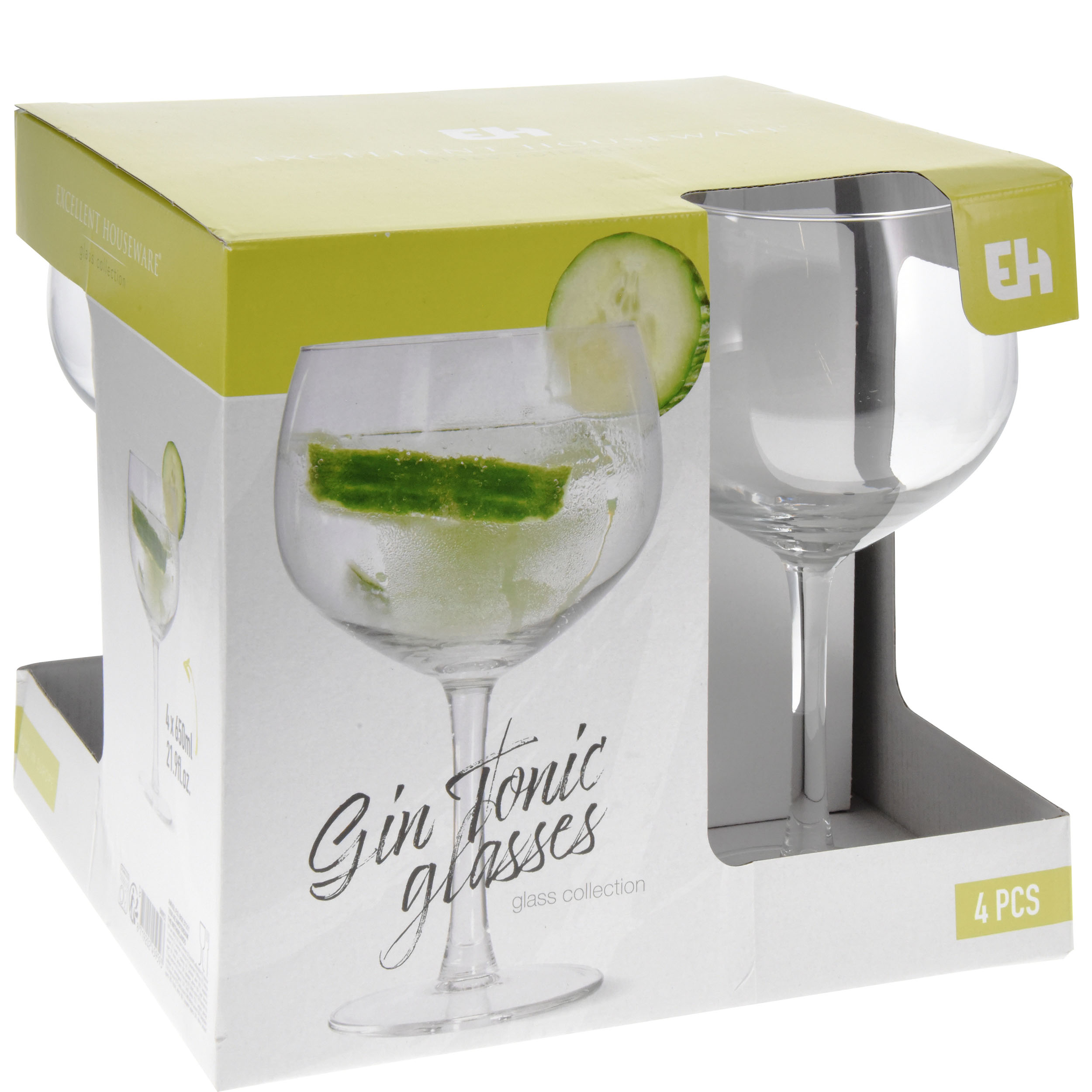 4-tlg. Set GIN TONIC Gläser 650 ml