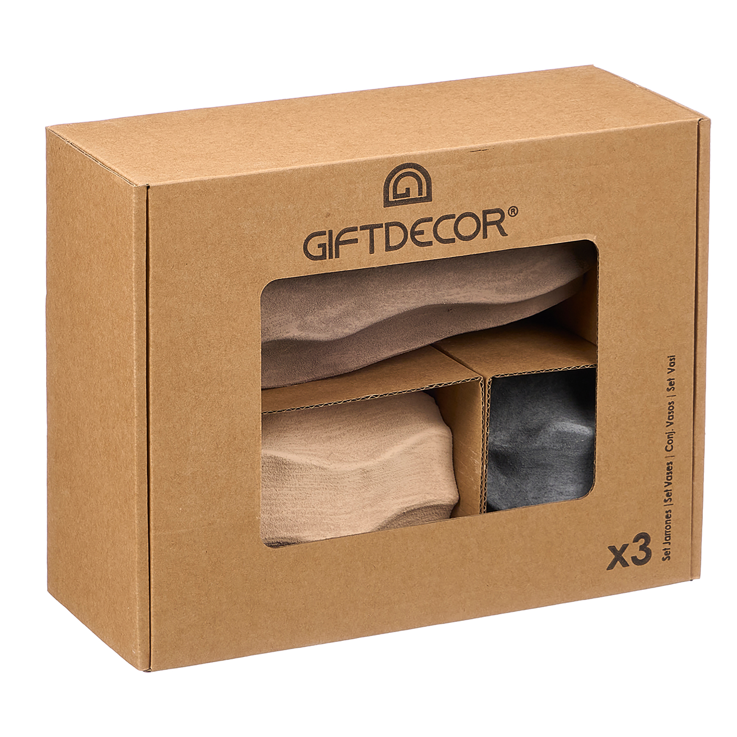 Vasen Set "Desert Wave Tuareg" 3-teilig im Wellen Design im Wüsten-Look - Naturfarben