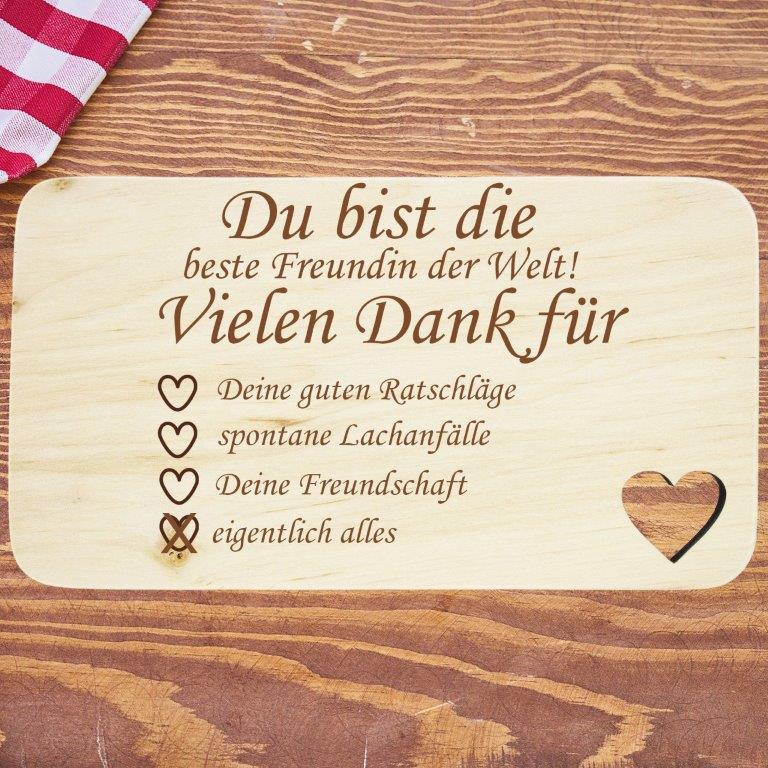Frühstücksbrett/Schneidebrett 22 x 12 cm mit Gravur