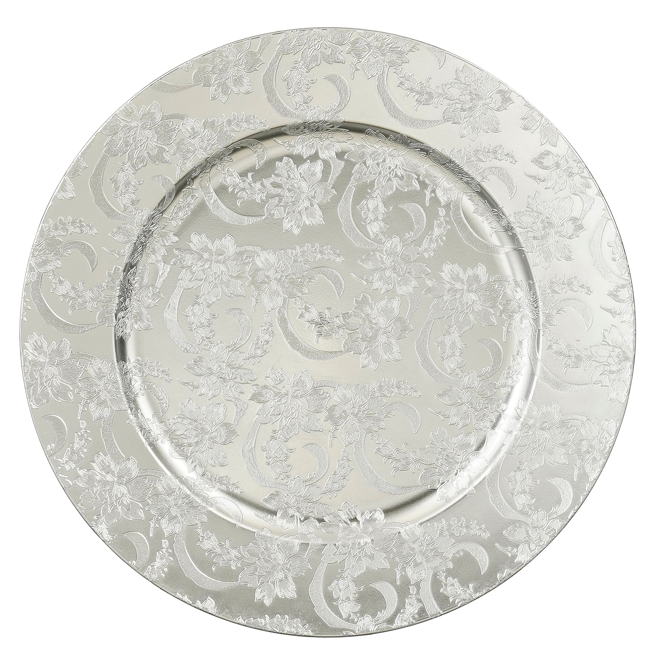 Platzteller 6er Set Ø 33 cm Barock-Design im Antik-Finish in Gold oder Silber