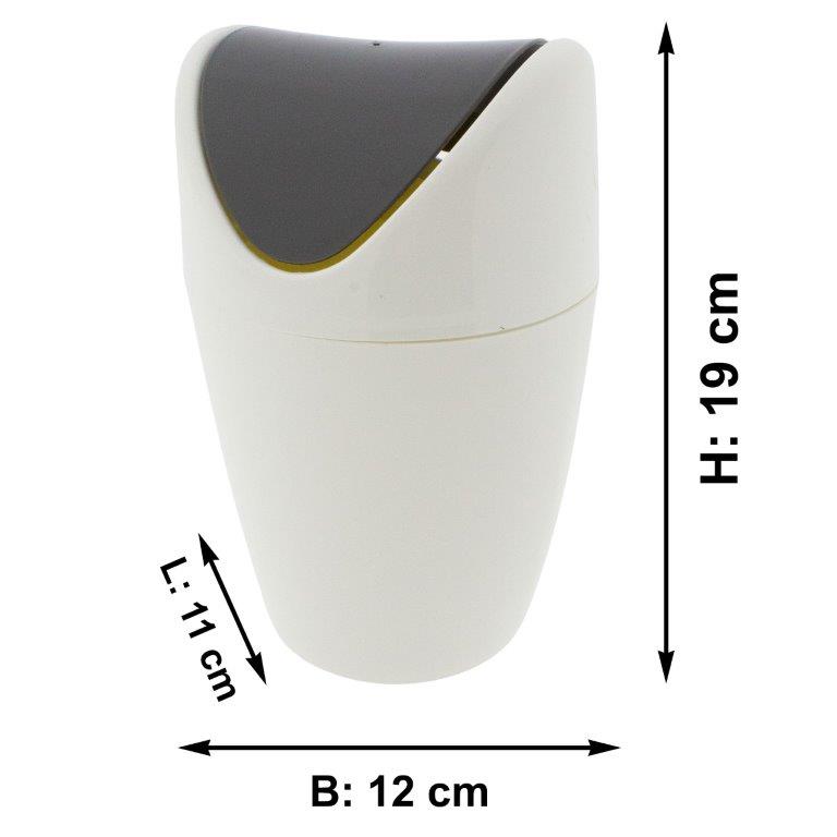 Mülleimer mit Schwingdeckel - Tischmülleimer H 19 cm - 1,5 L