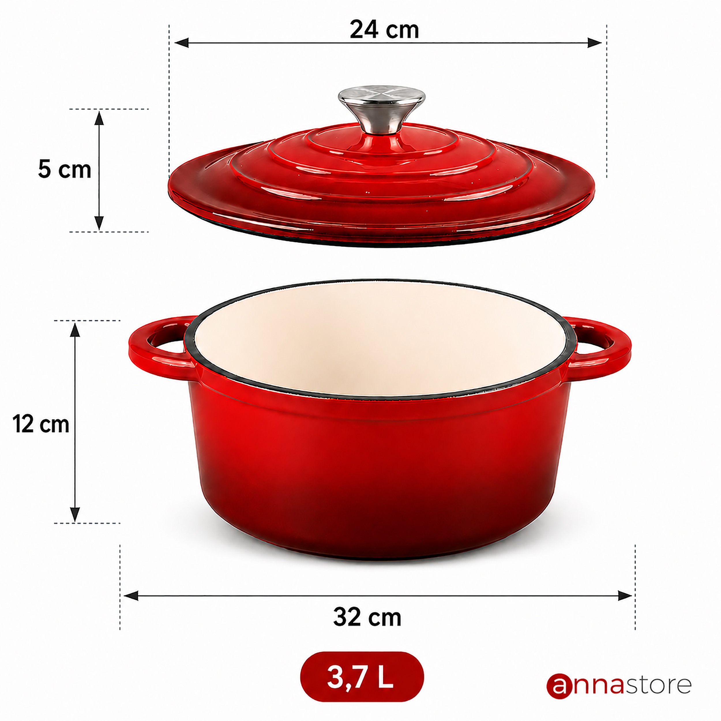 Casserole aus Gusseisen mit Deckel - Emaille Bräter