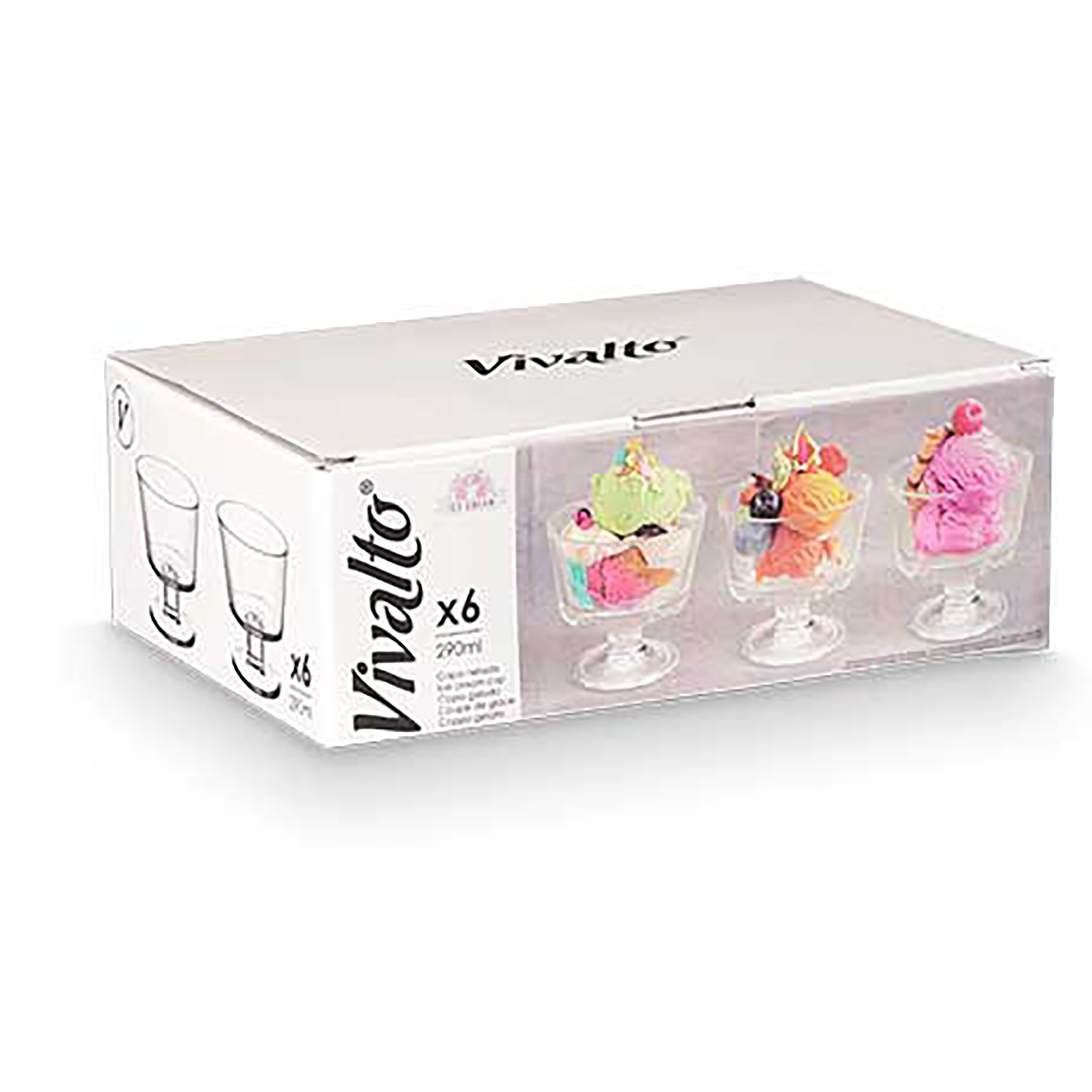 Eisbecher Desserttraum "Clara" aus Glas - 250 ml - 6er Set