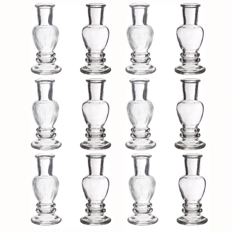 12 x kleine Glasvasen in stilvoller Optik