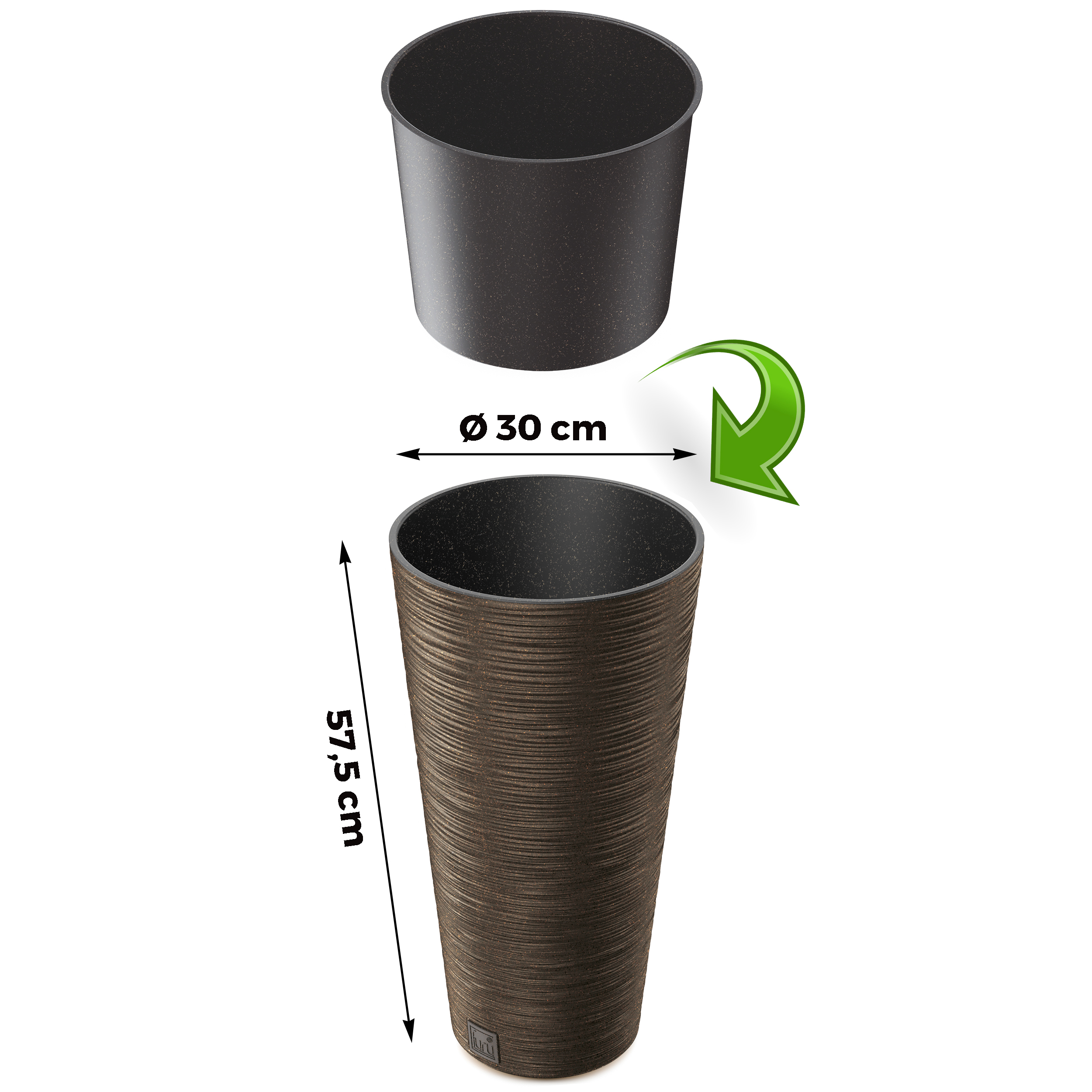 Pflanzsäule - Blumentopf FURU Slim - ECO Wood - mit natürlichem Holzanteil