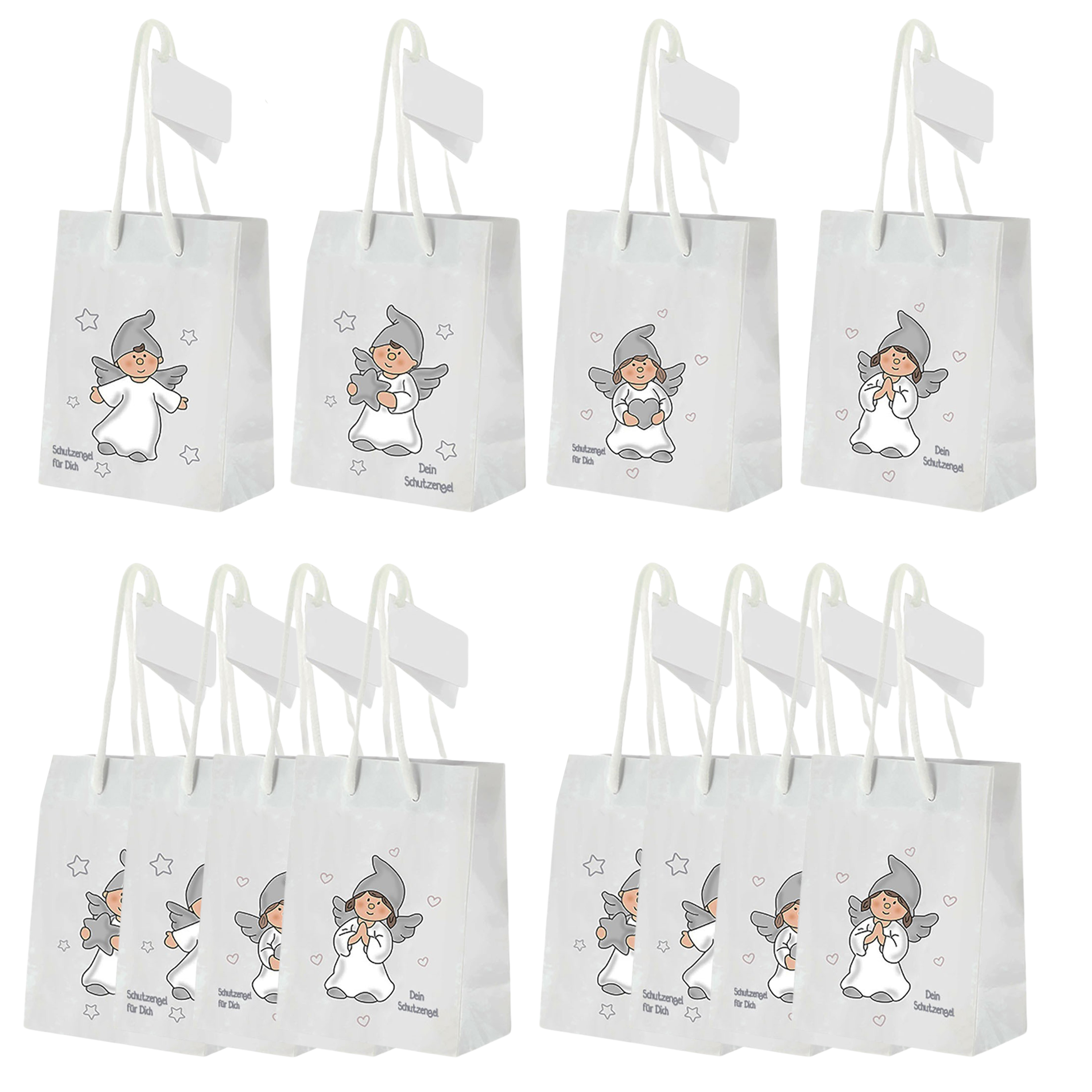 12 x Geschenktüte Schutzengel aus Papier - 3 Modelle - 3 Größen