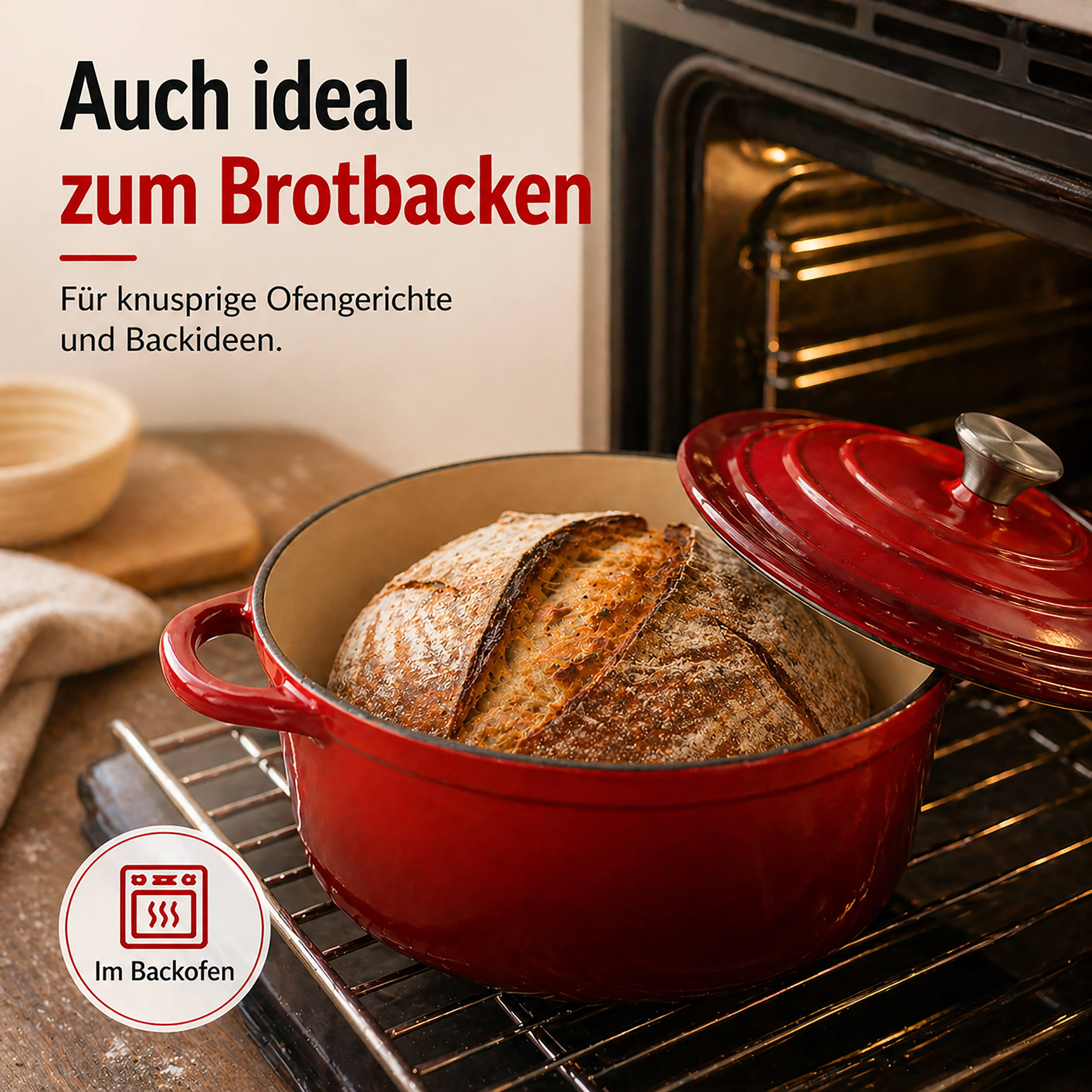 Casserole aus Gusseisen mit Deckel - Emaille Bräter