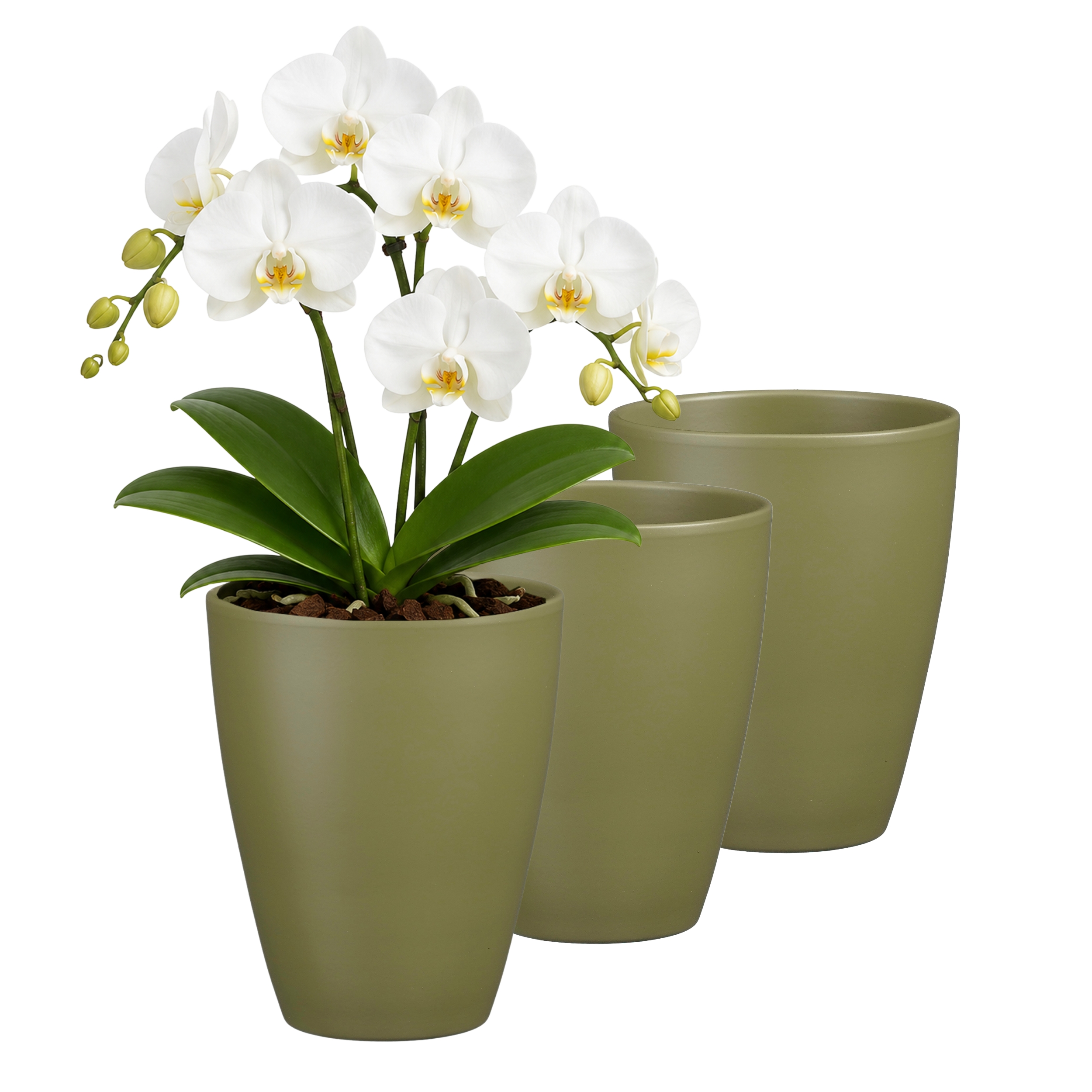 3 x Orchideentöpfe "TUSCA"  - H 17 cm - Ø 13,5 cm
