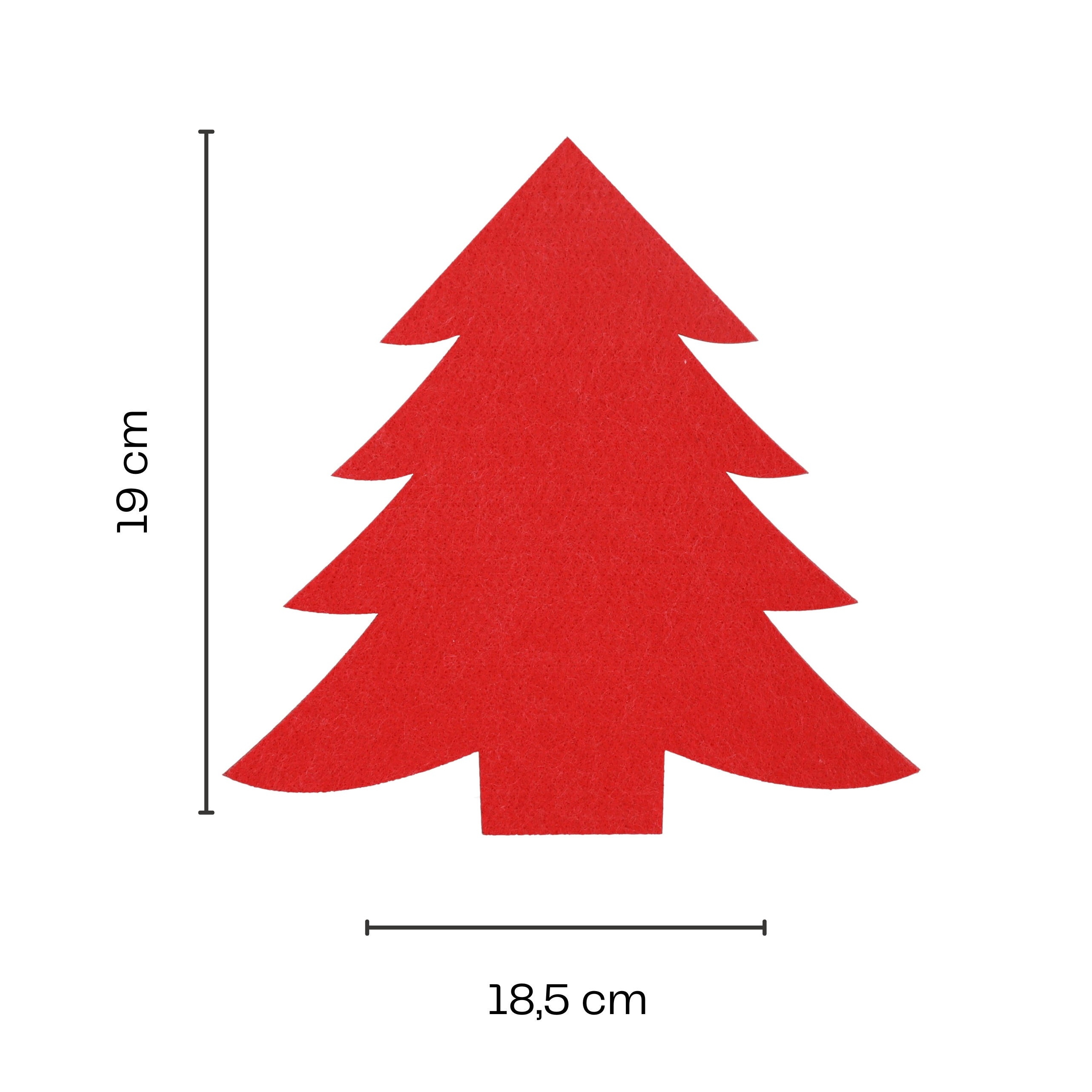 12 x Filzdeko "Tannenbaum" 4 Farben 19 x 18,5 cm
