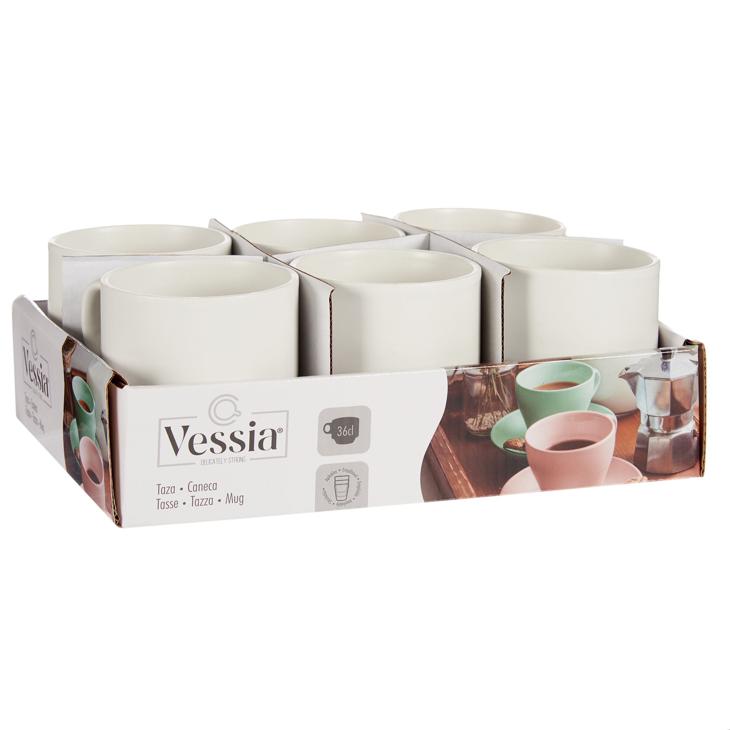 6 x große Tassen "Stapelglück Leni" Porzellan - 300 ml in modernem Design