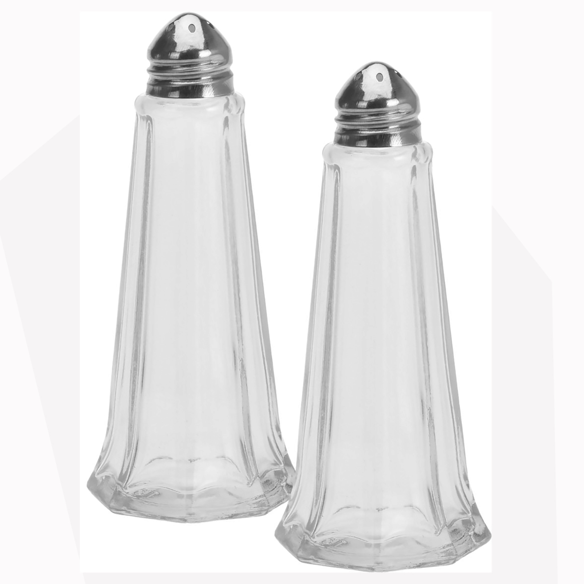 Salz- und Pfefferstreuer aus Glas mit Deckel aus Edelstahl
