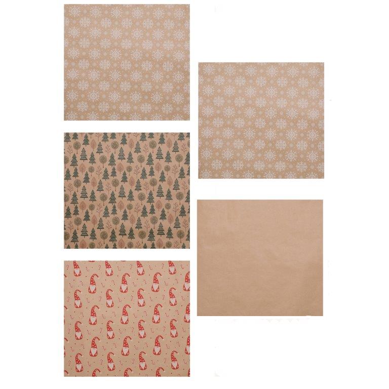 5 Rollen Geschenkpapier für Weihnachten - pro Rolle 2 x 0,7 m