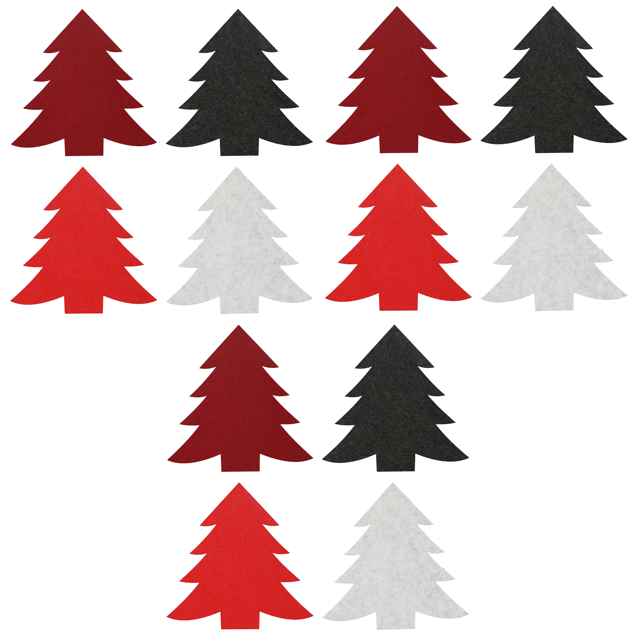 12 x Filzdeko "Tannenbaum" 4 Farben 19 x 18,5 cm