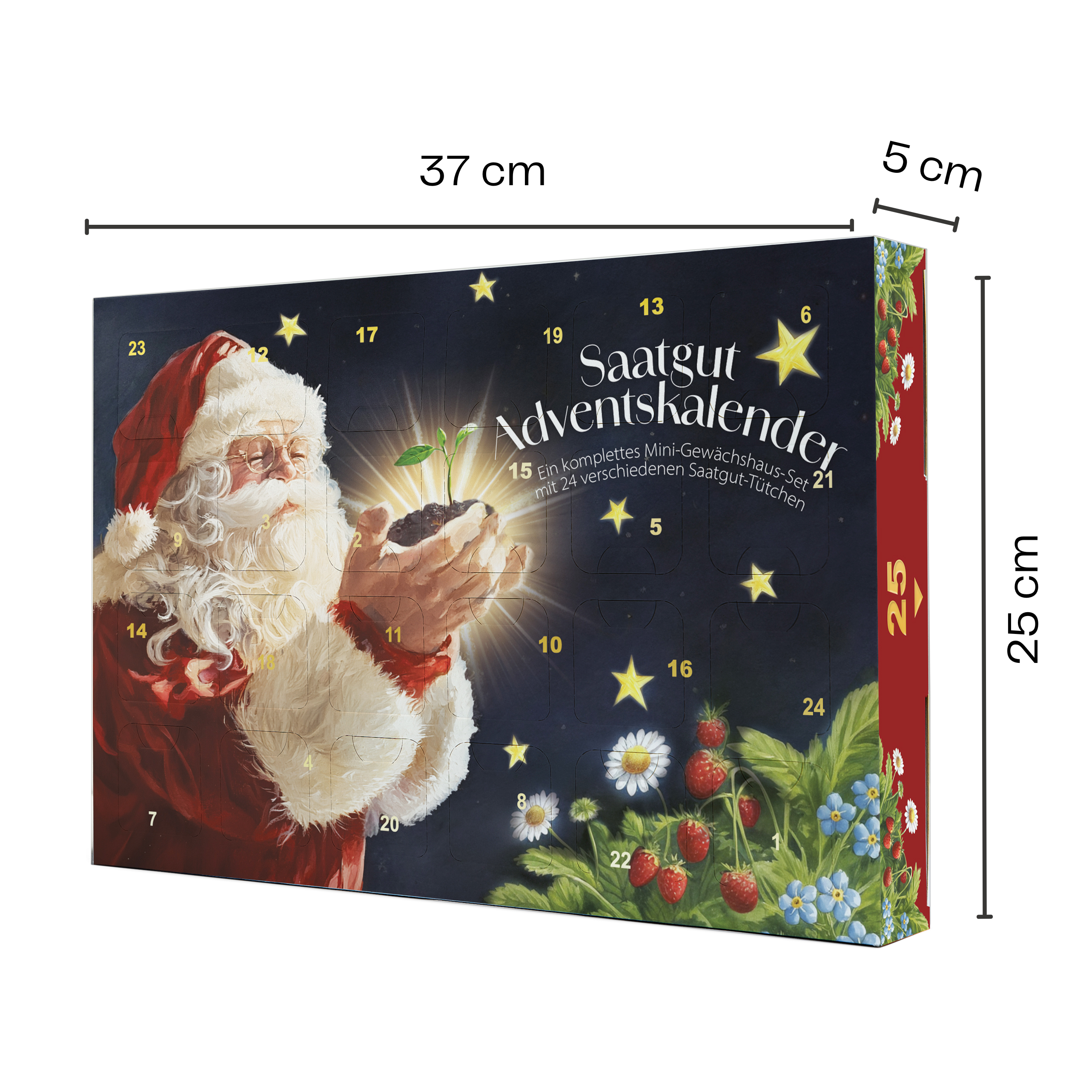 Adventskalender - 24 Samen & komplettes Gewächshaus "Weihnachtsmann & Licht"